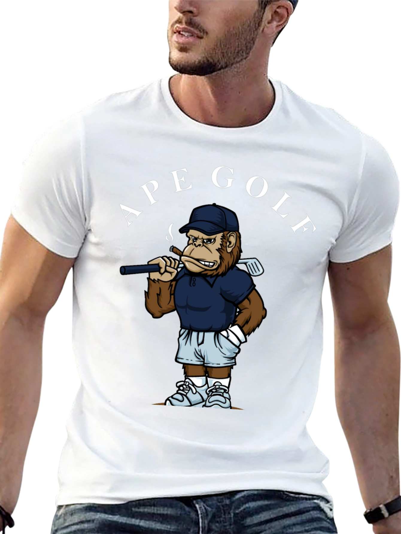 Ape Golf T-Shirt - Cool Golfer Monkey Tee