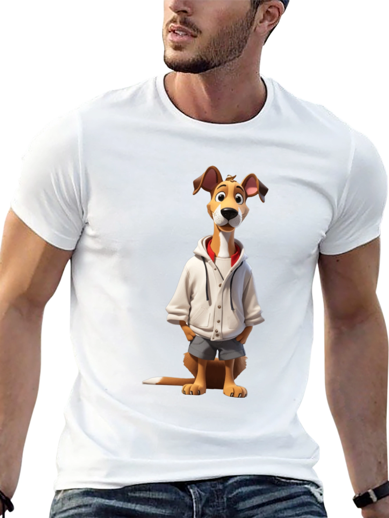 Dog Cartoon Graphic Tee - Cool Canine Style