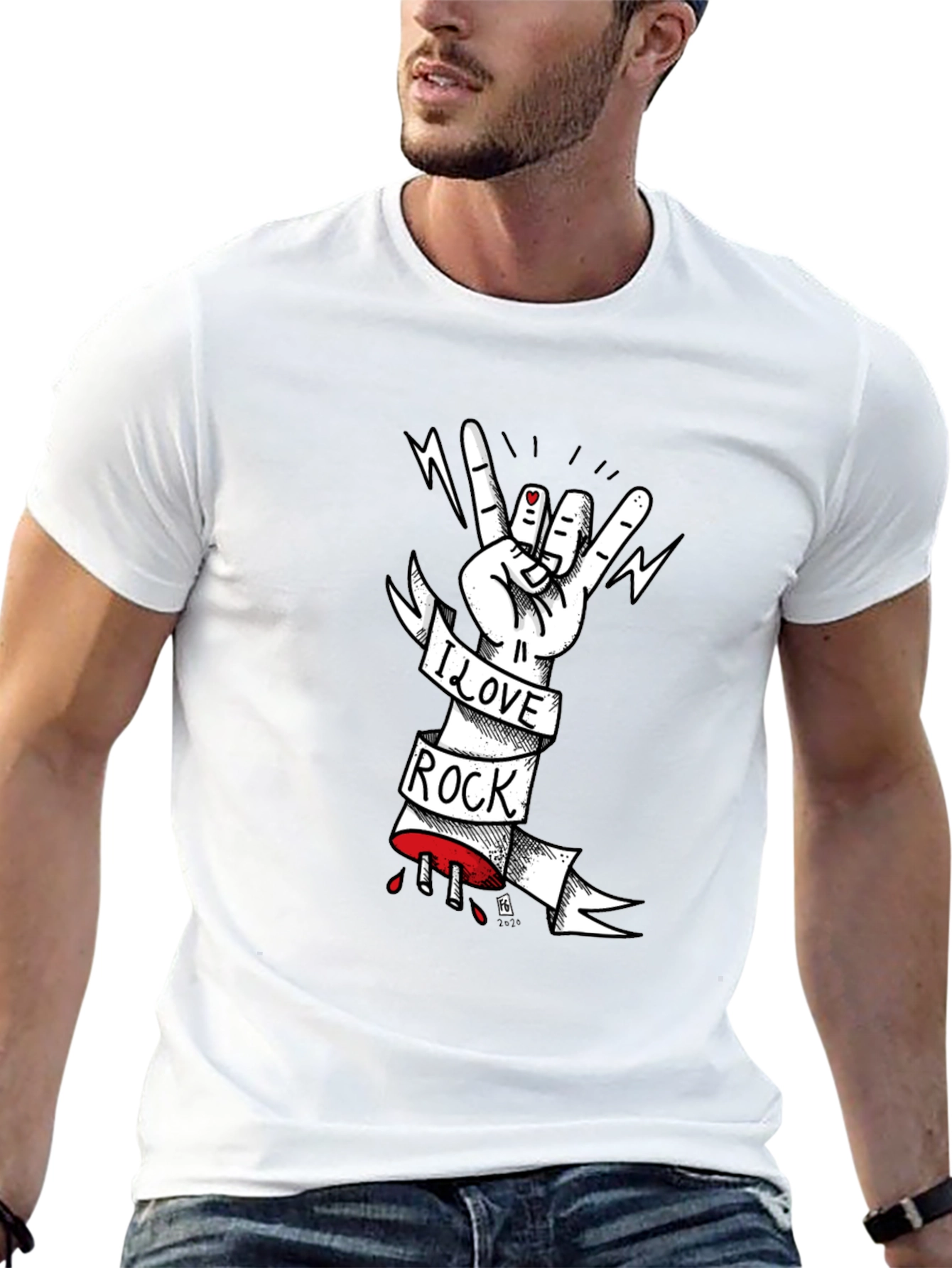 I Love Rock T-Shirt - Graphic Print Tee
