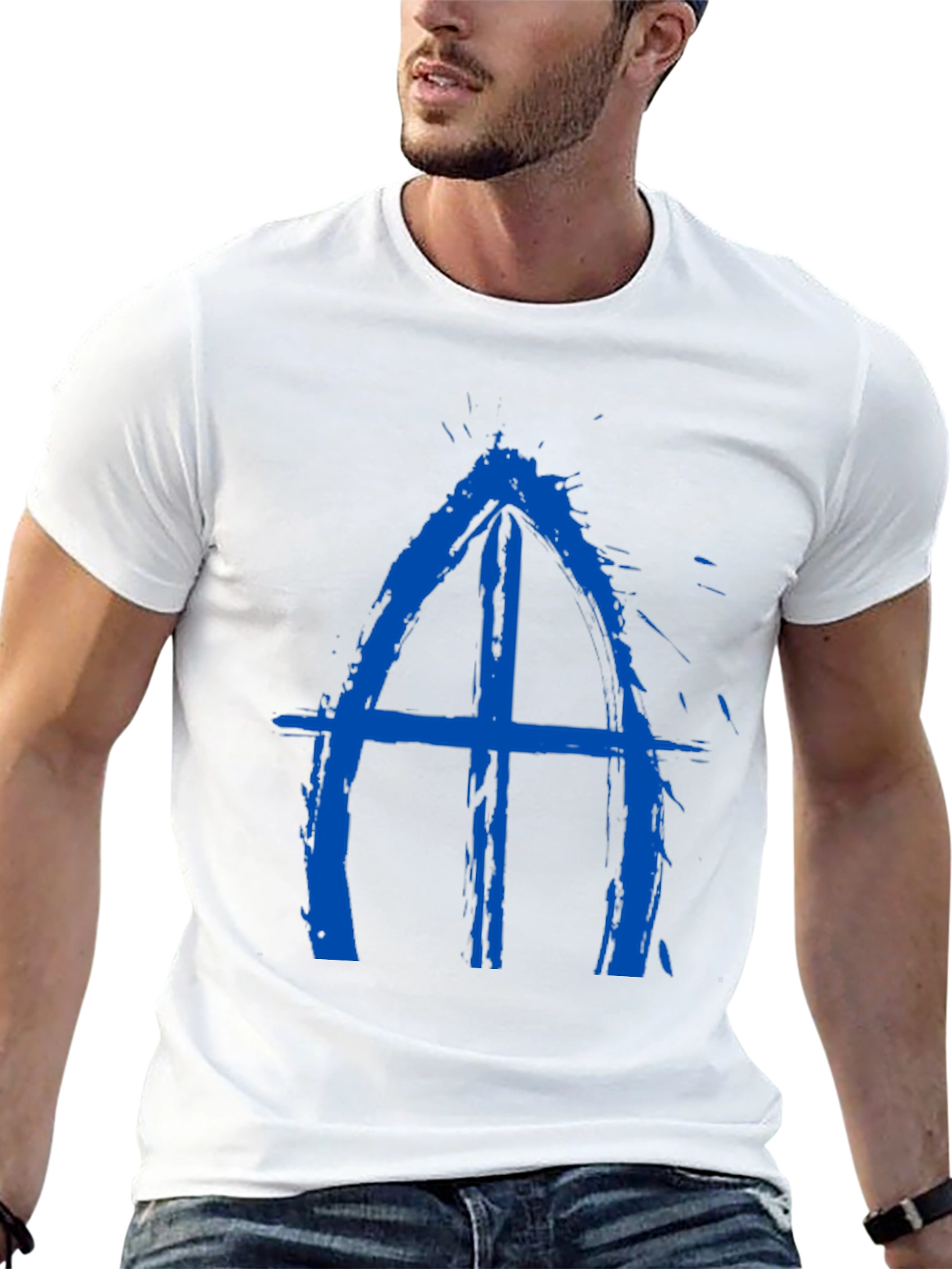 Abstract Blue Symbol Black T-Shirt