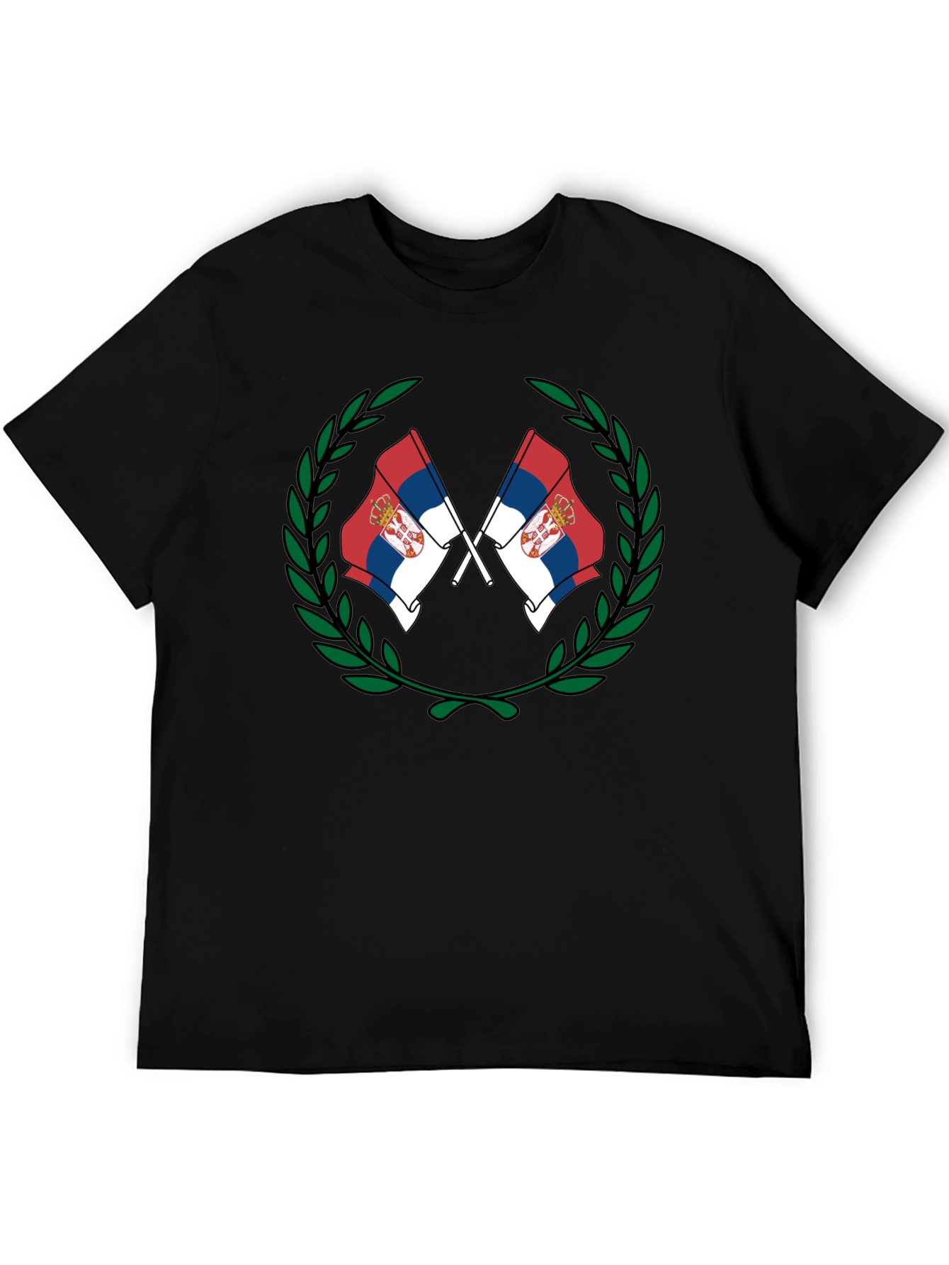 Serbian Flag T-Shirt - Laurel Wreath Design
