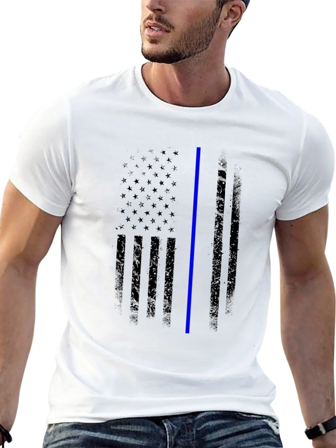 Thin Blue Line American Flag Graphic Tee