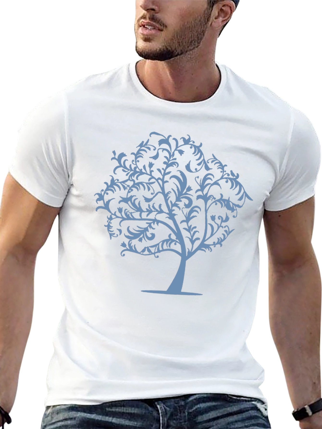Stylish Tree Graphic T-Shirt - Black