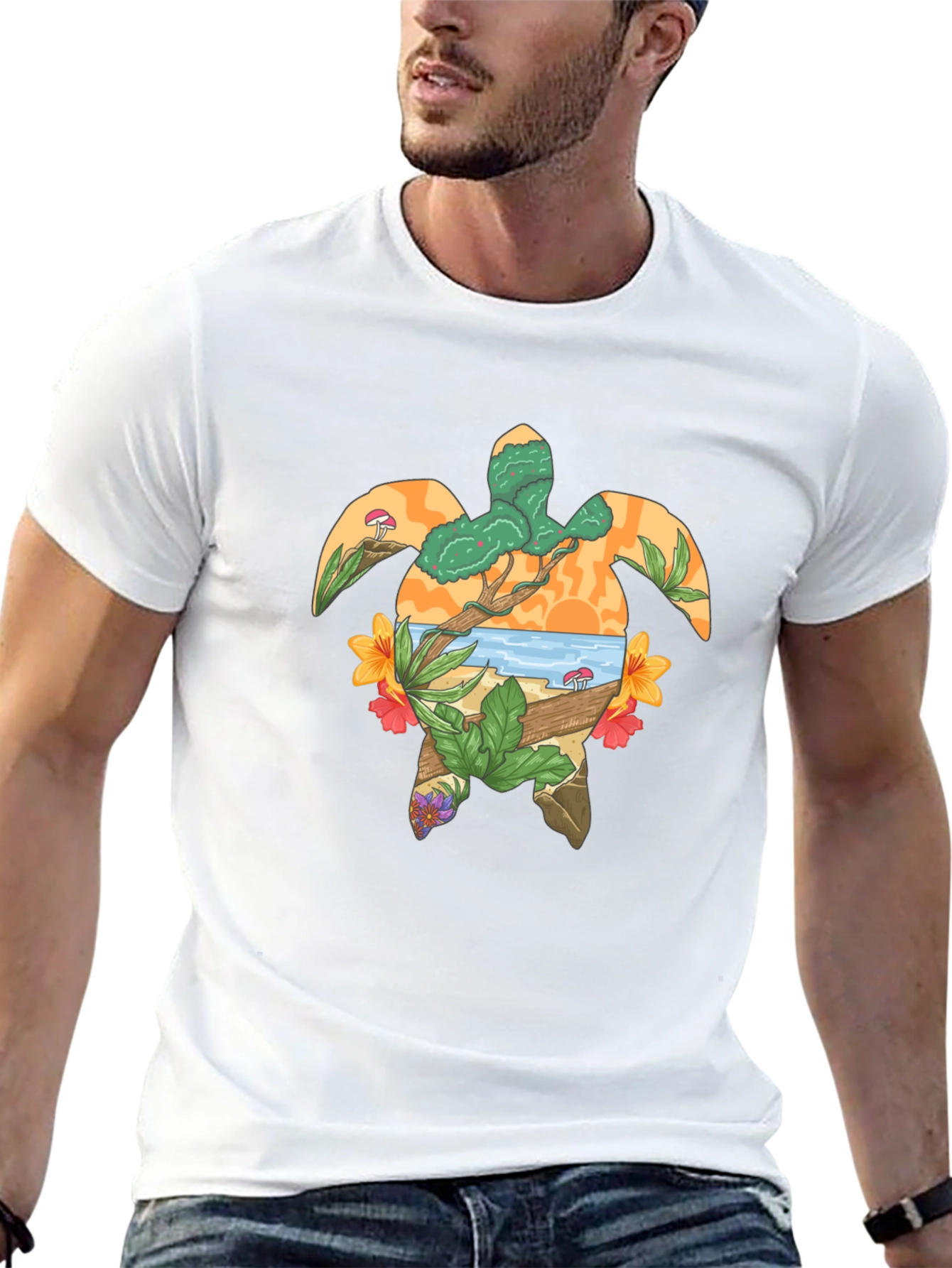 Turtle Island Graphic Tee - Black Cotton T-Shirt