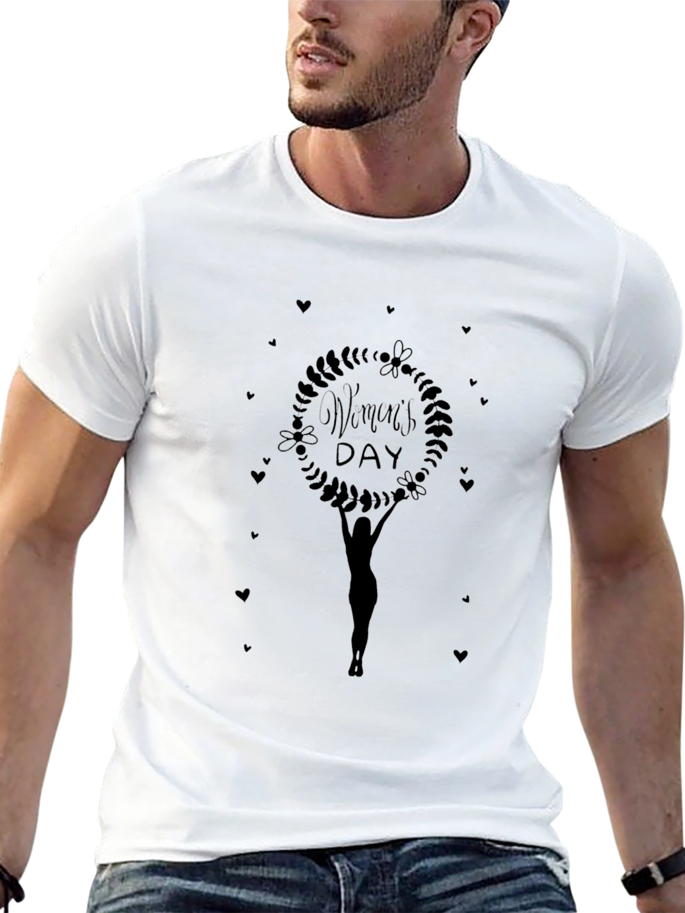 Womens Day Graphic Tee - Black Crew Neck