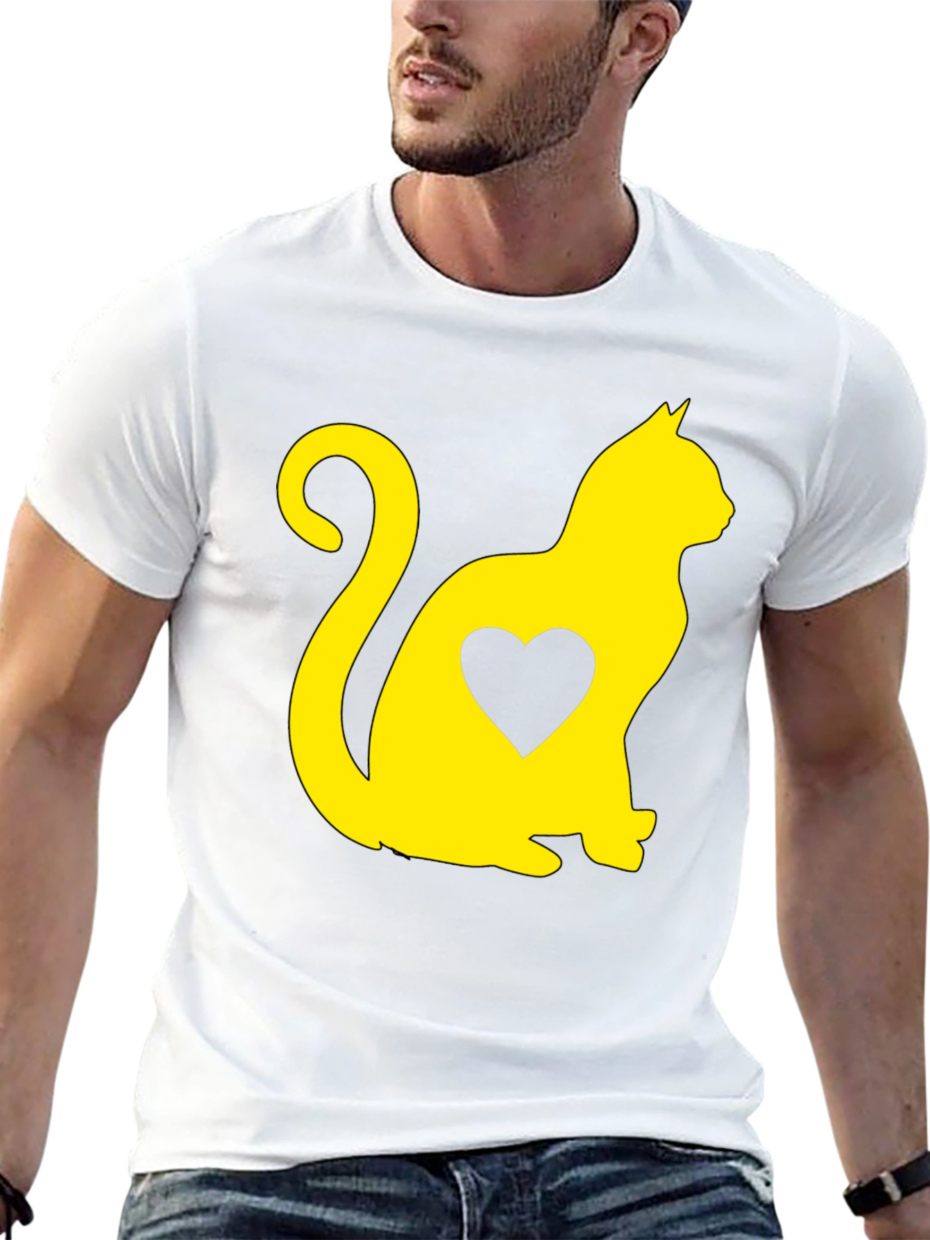 Cat Heart Graphic Tee - Black