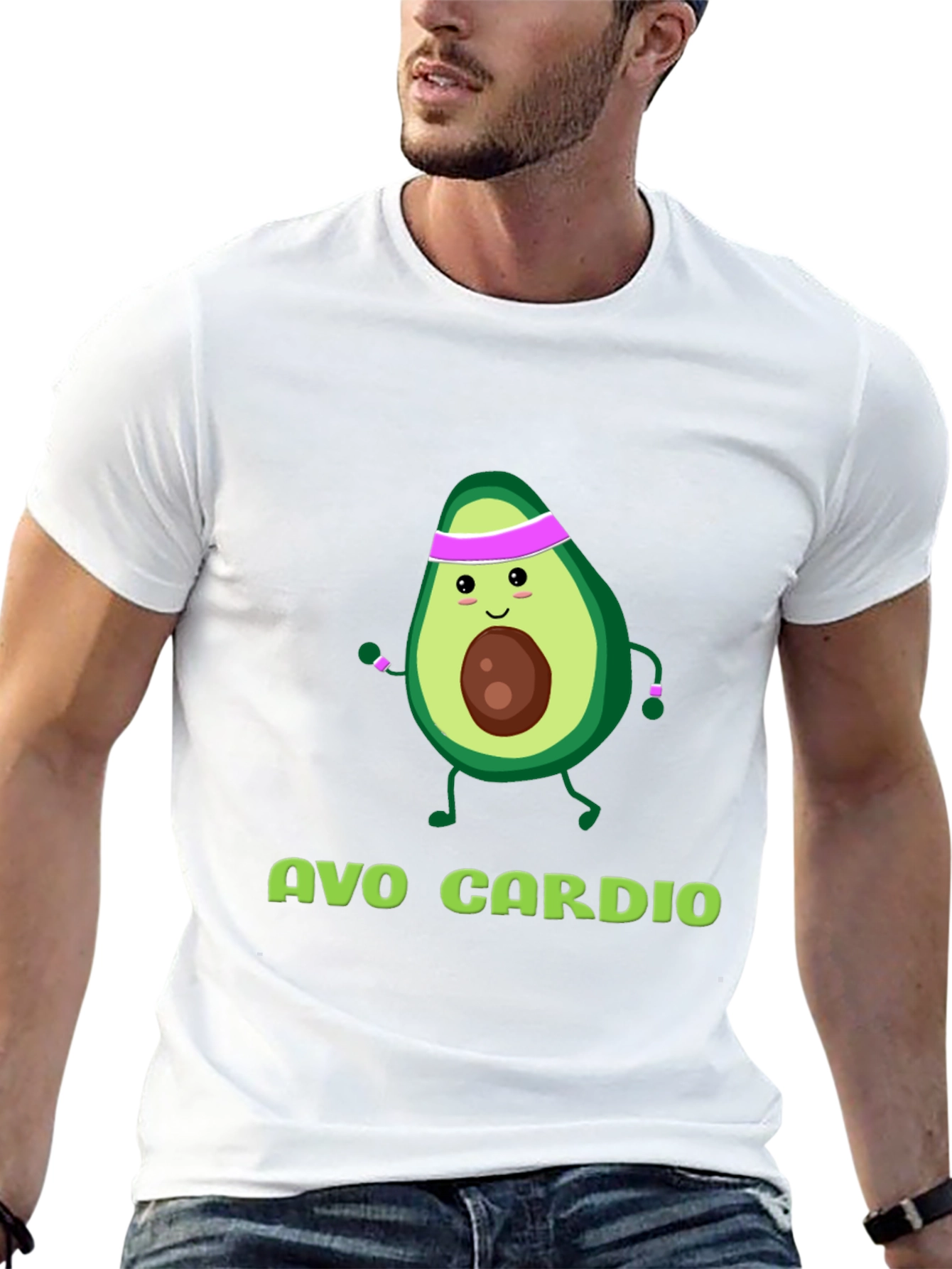 Avo Cardio Black T-Shirt Funny Avocado Workout Tee