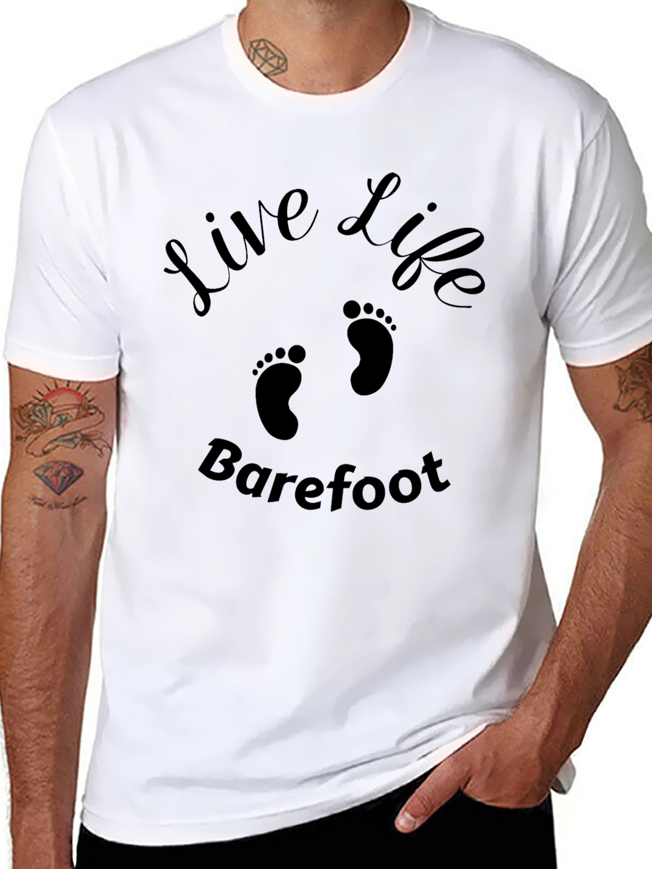 Live Life Barefoot T-Shirt - Casual Graphic Tee