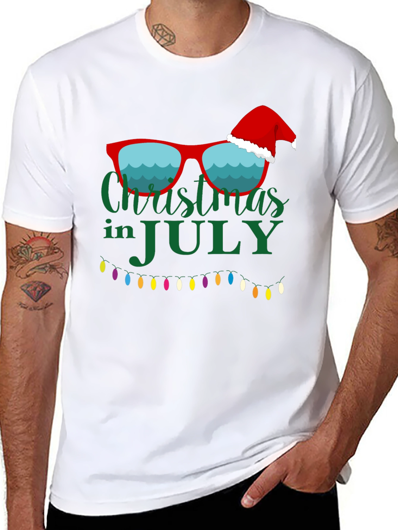 Christmas in July Black Graphic T-Shirt