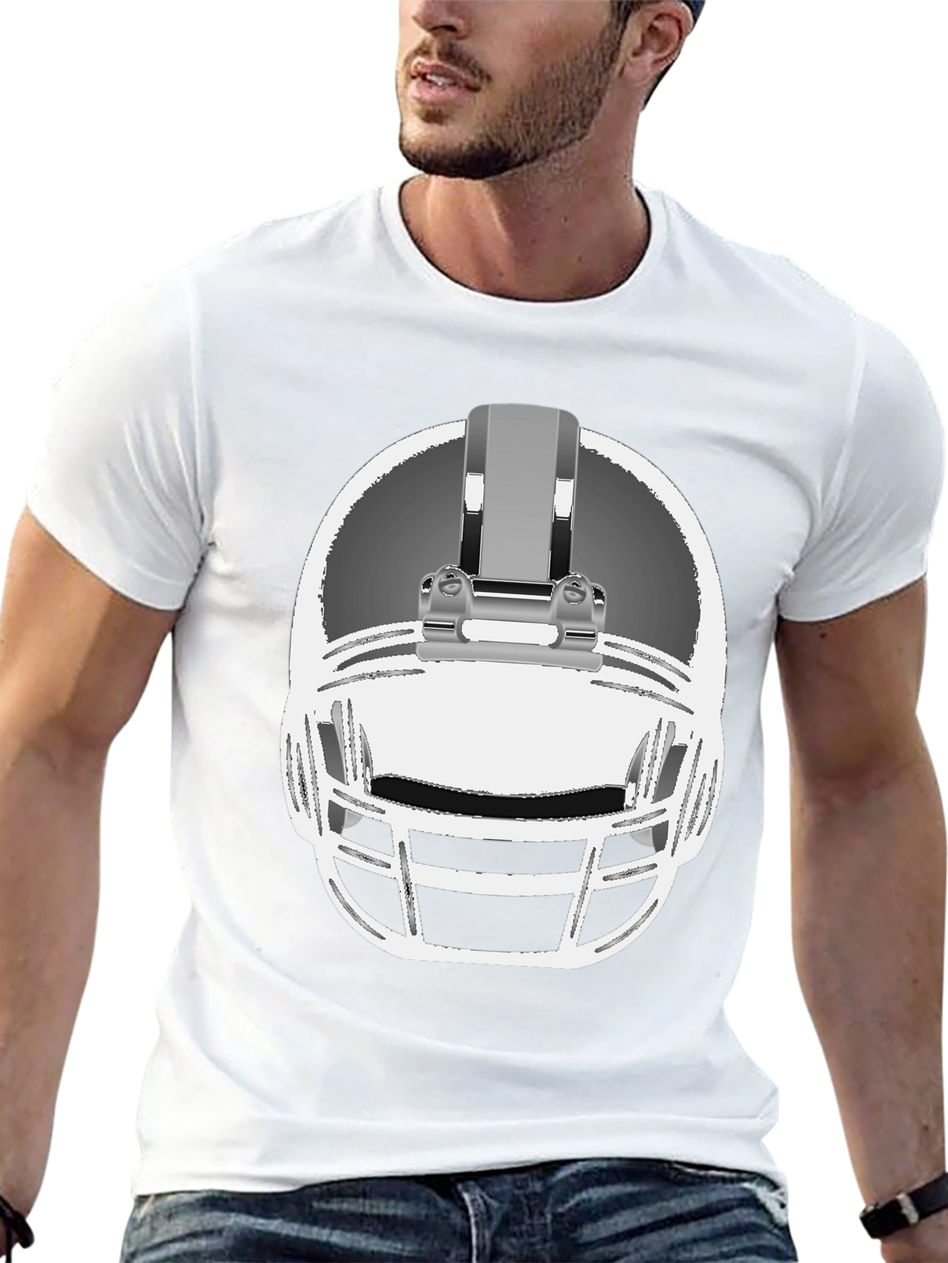 Football Helmet Graphic Tee - Black