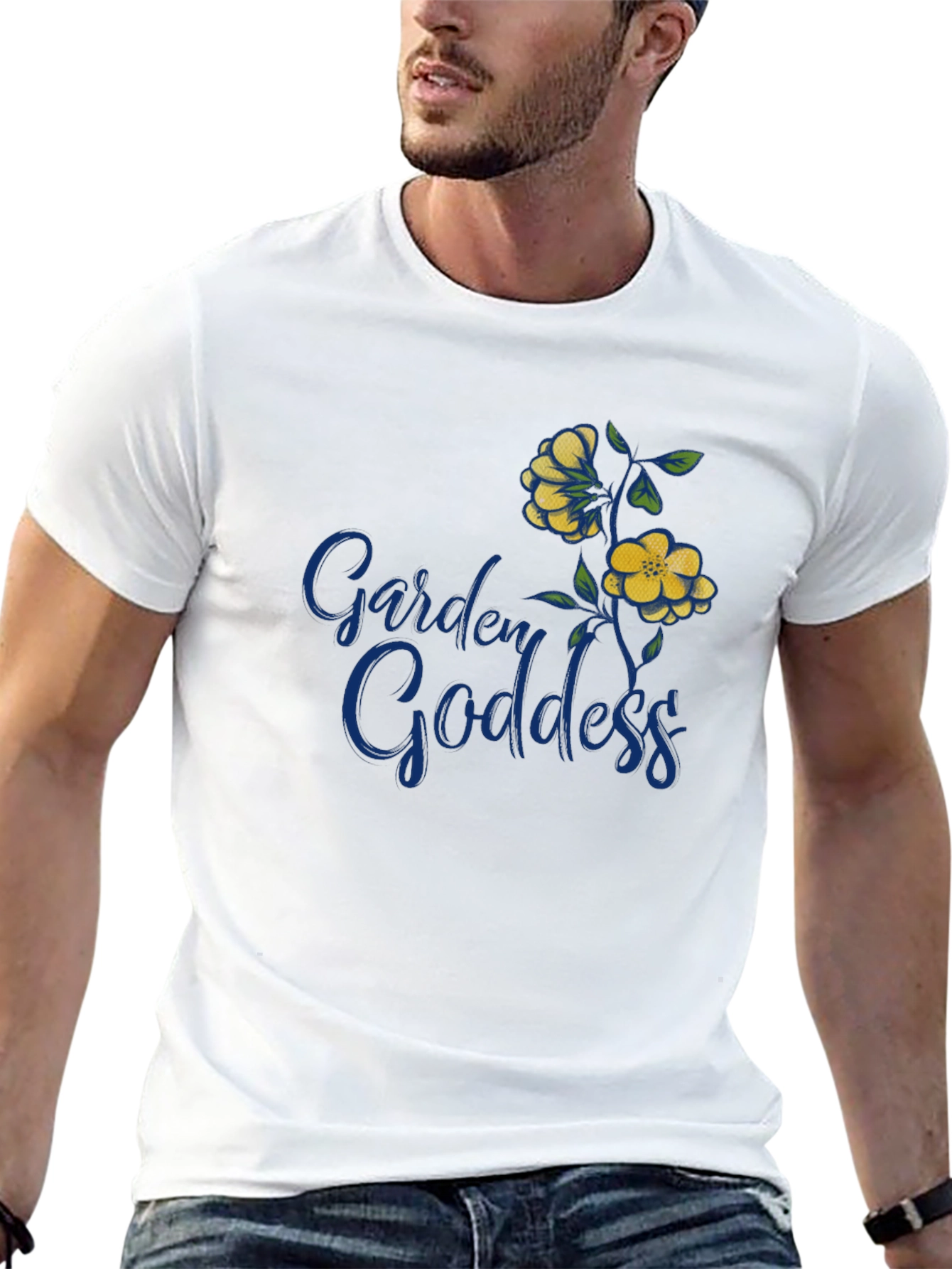 Garden Goddess Graphic Tee - Black Cotton Shirt