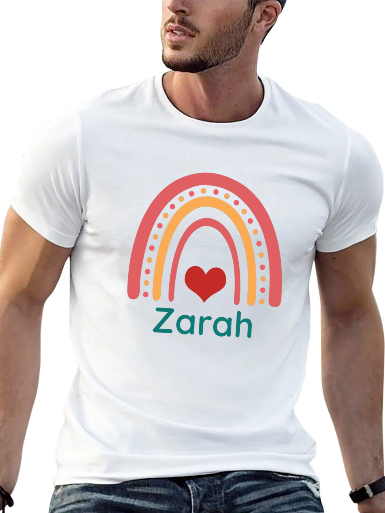 Personalized Rainbow Heart T-Shirt - Zarah