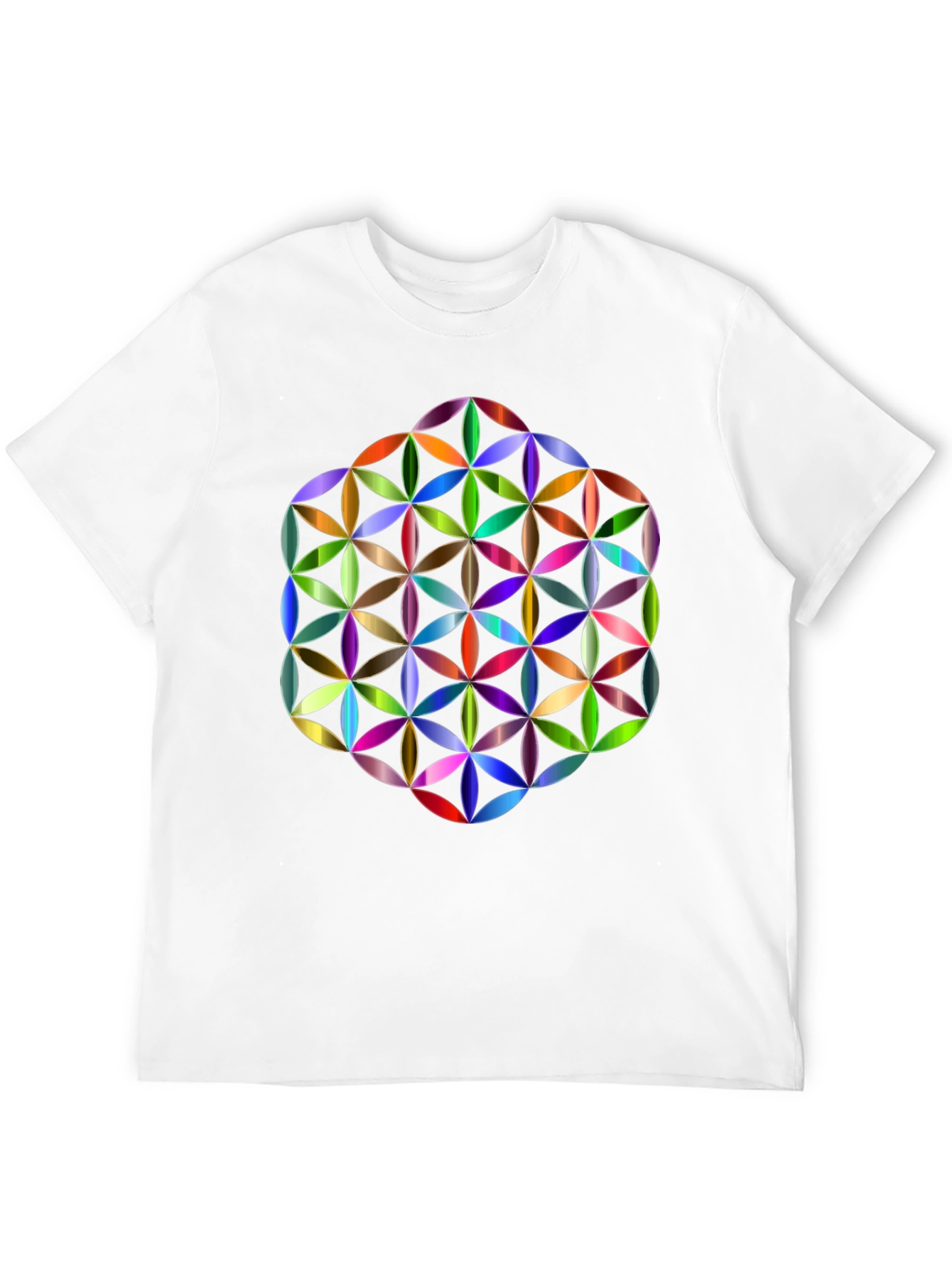 Geometric Flower of Life Graphic Tee - Black