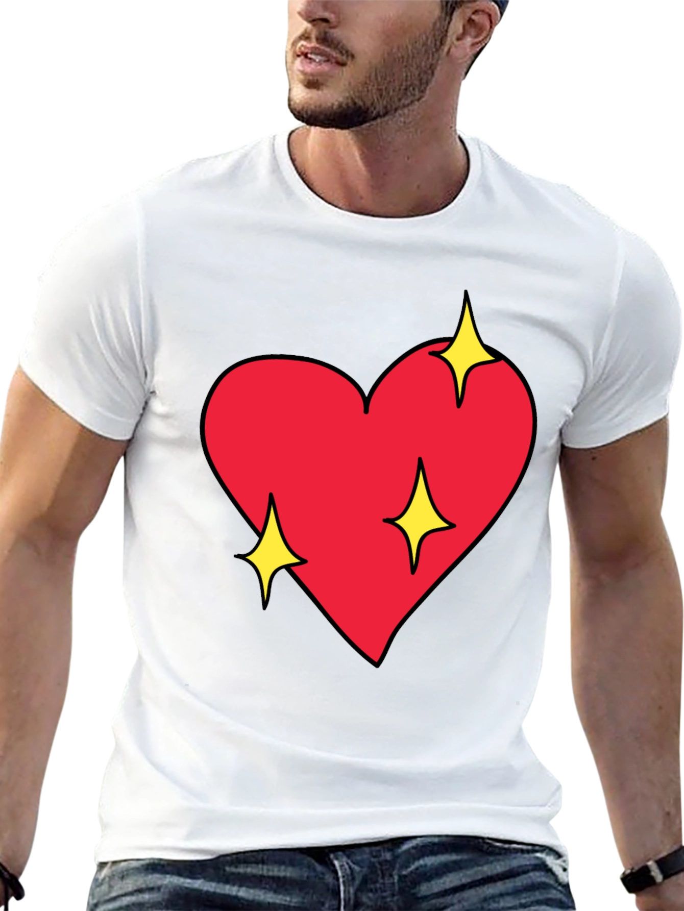 Sparkling Heart Graphic Black T-Shirt