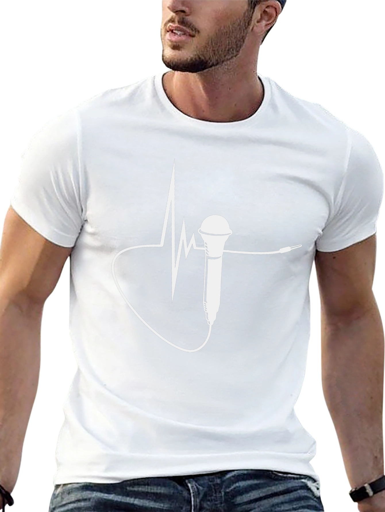 Microphone Heartbeat Graphic Tee - Music Lover T-Shirt