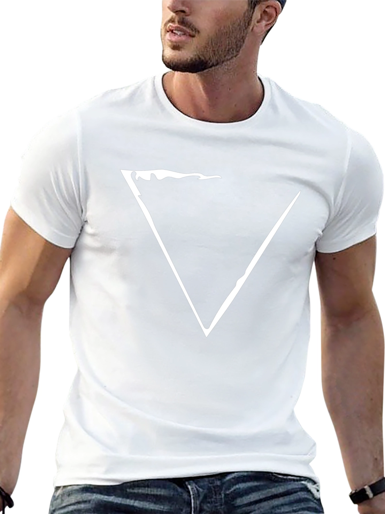 Modern Graphic Triangle Tee - Black Cotton Blend