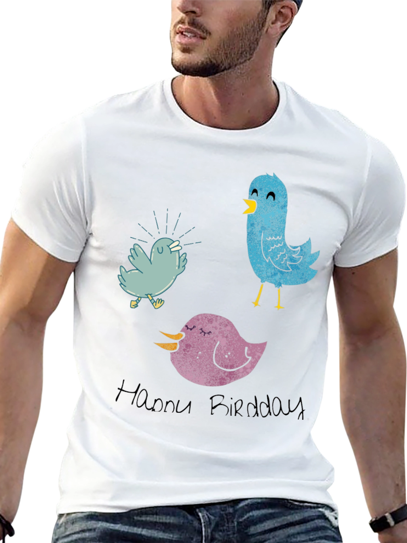 Whimsical Bird T-Shirt - Happy Birddday