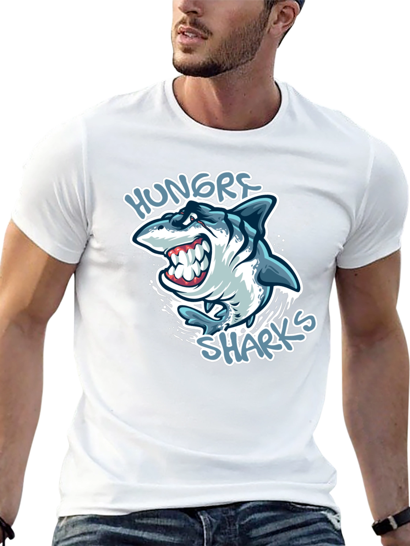 Hungry Sharks Graphic T-Shirt - Black