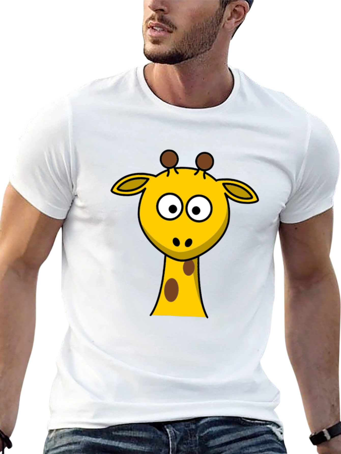 Cartoon Giraffe Graphic Black T-Shirt