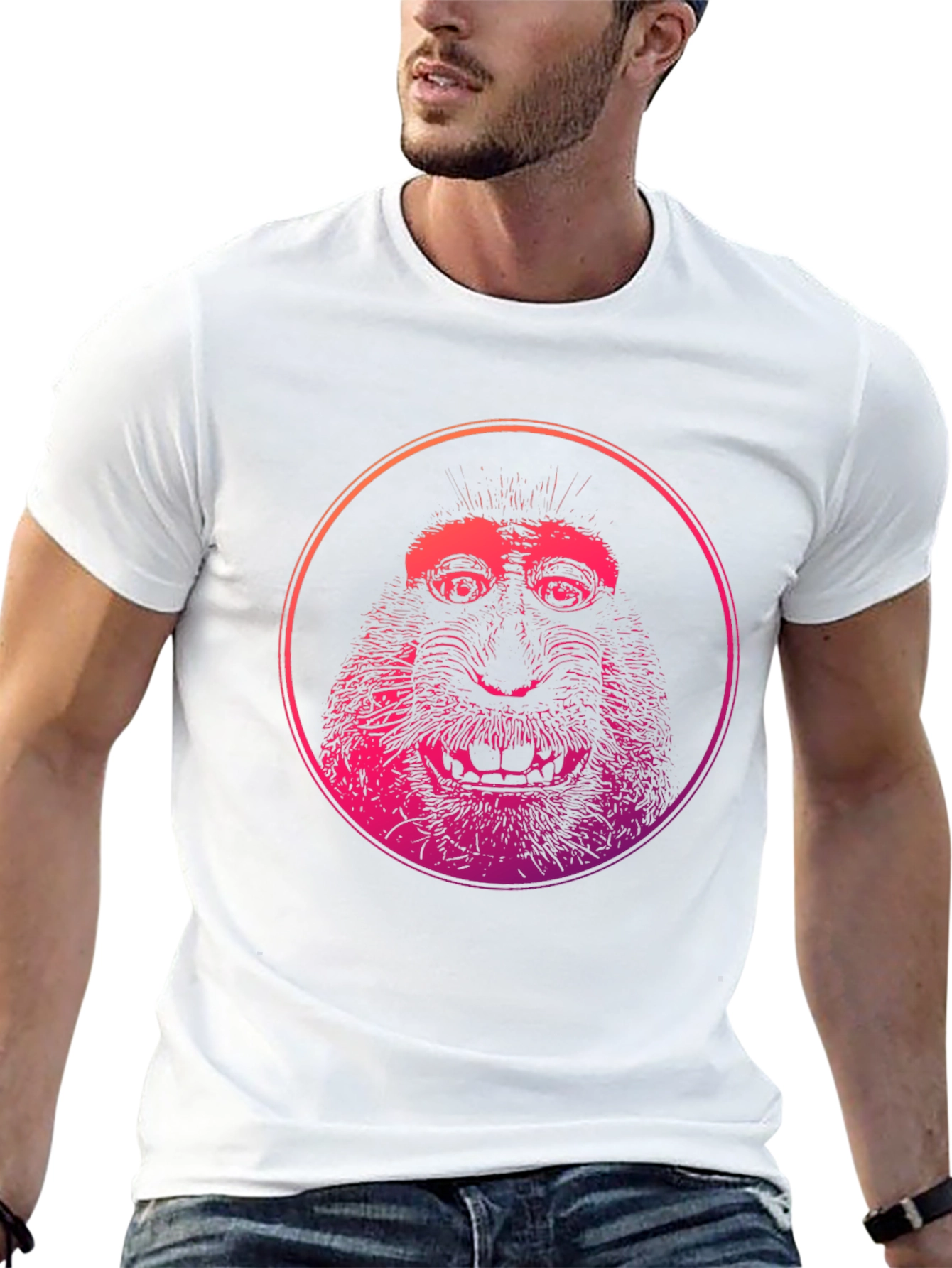 Monkey Face Graphic Print T-Shirt