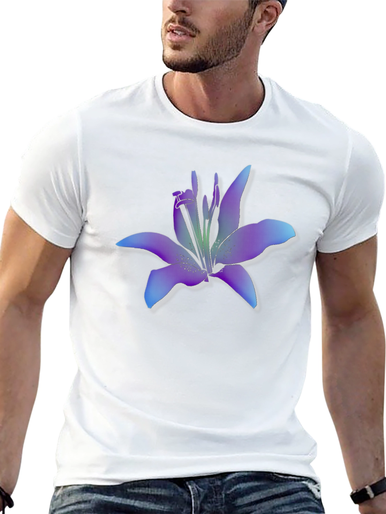 Floral Lily Graphic T-Shirt - Black Casual Tee