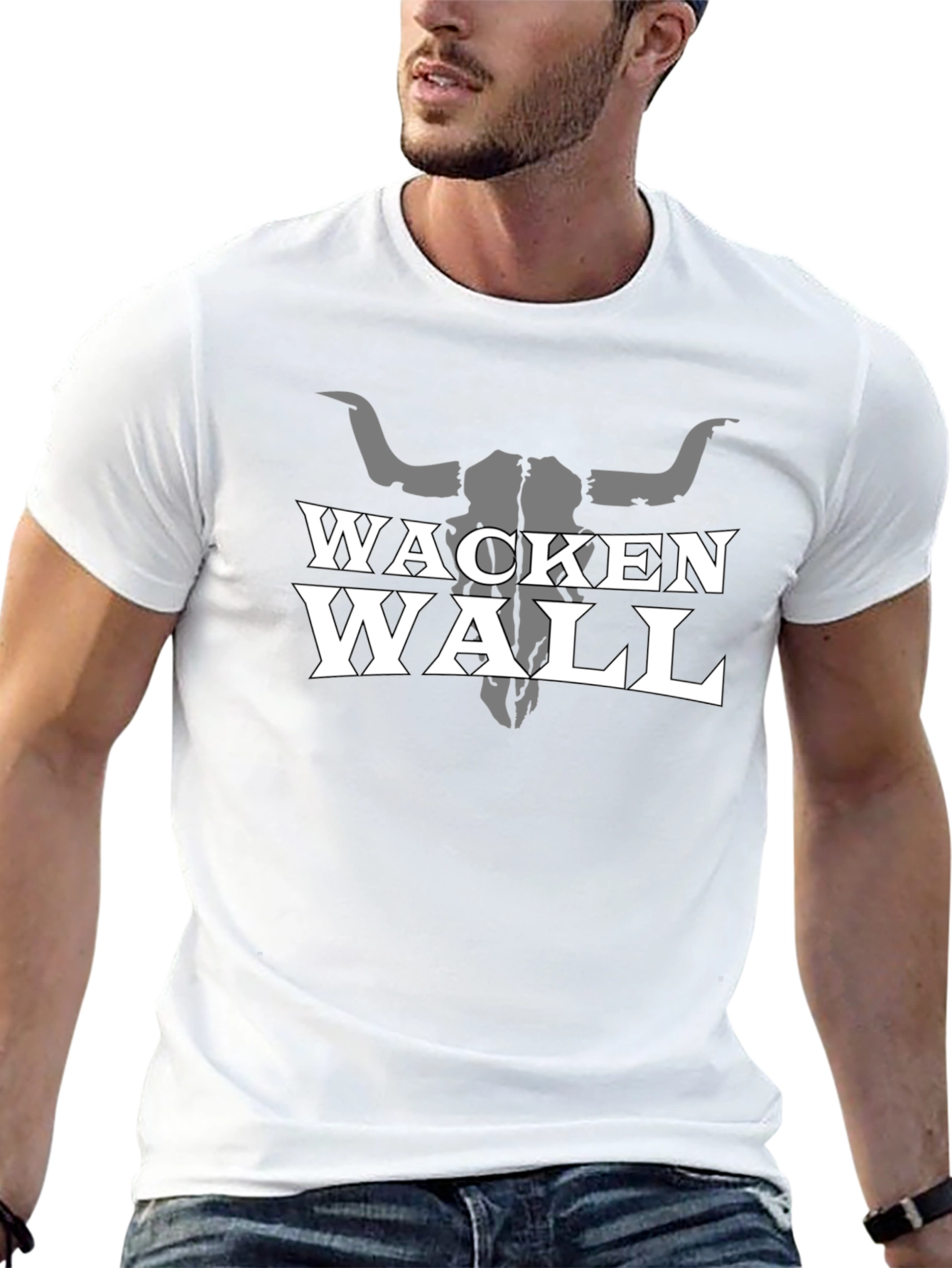 Wacken Wall T-Shirt with Bull Skull Graphic