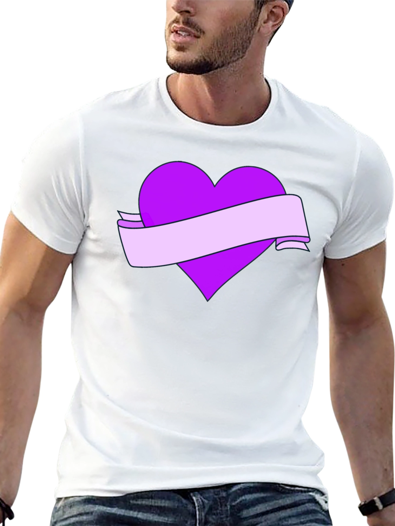 Heart Banner Graphic T-Shirt - Black