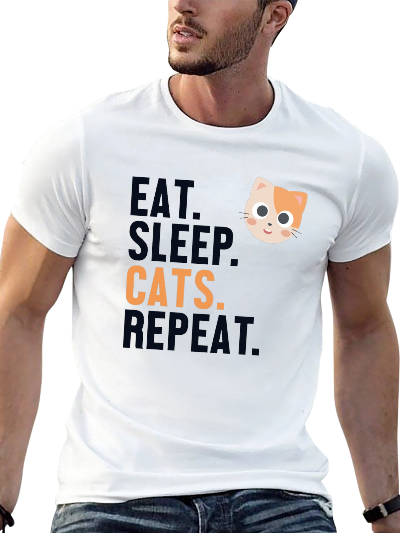 Eat Sleep Cats Repeat T-Shirt - Cat Lover Tee