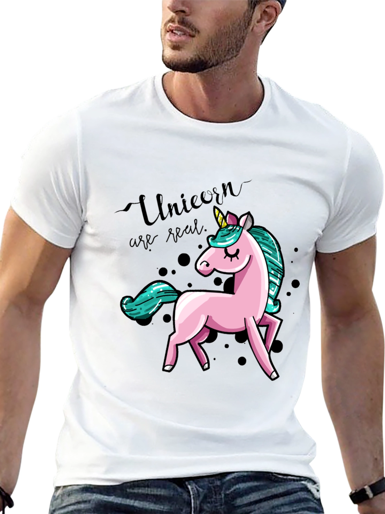 Unicorn Graphic Print T-Shirt - Black