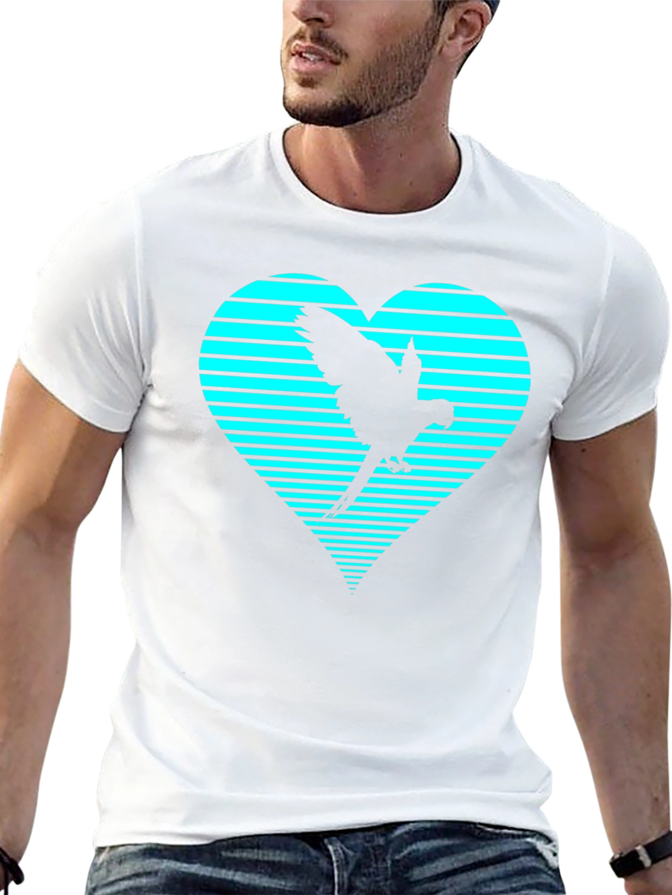 Parrot Heart Graphic Tee - Trendy Casual Shirt