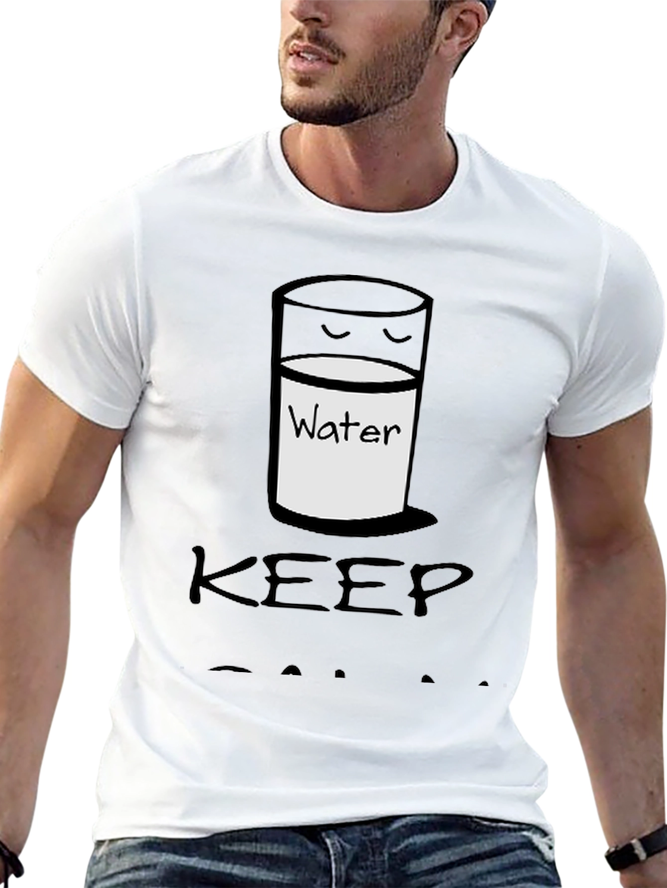Keep Calm Drink Water Black Graphic Tee