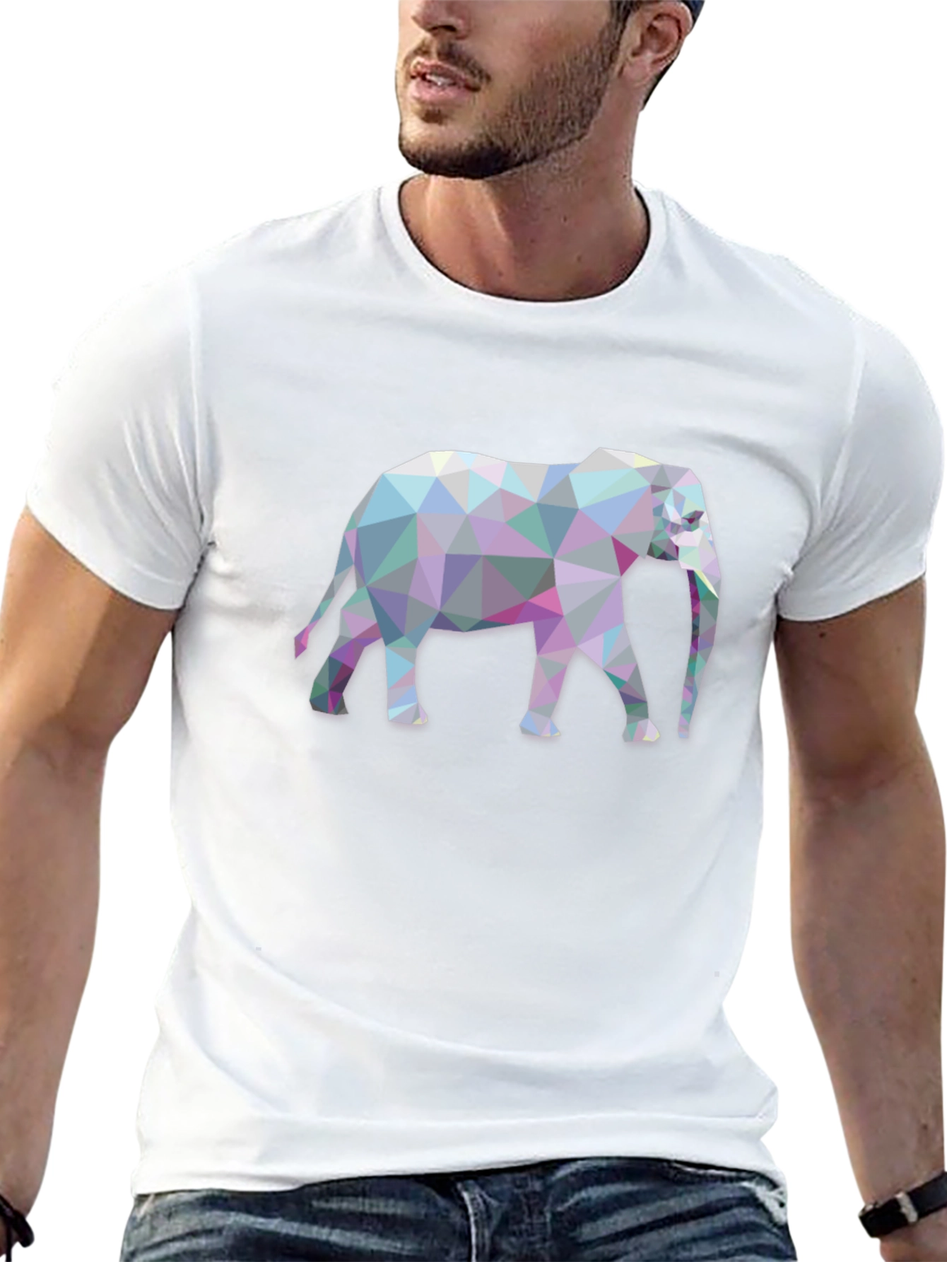 Geometric Elephant Graphic Tee - Black