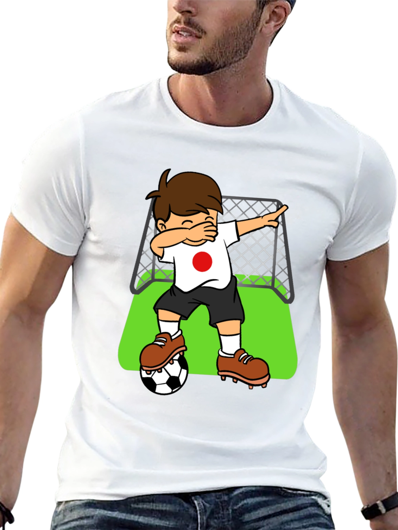 Dabbing Soccer Player Japan Flag Graphic Tee