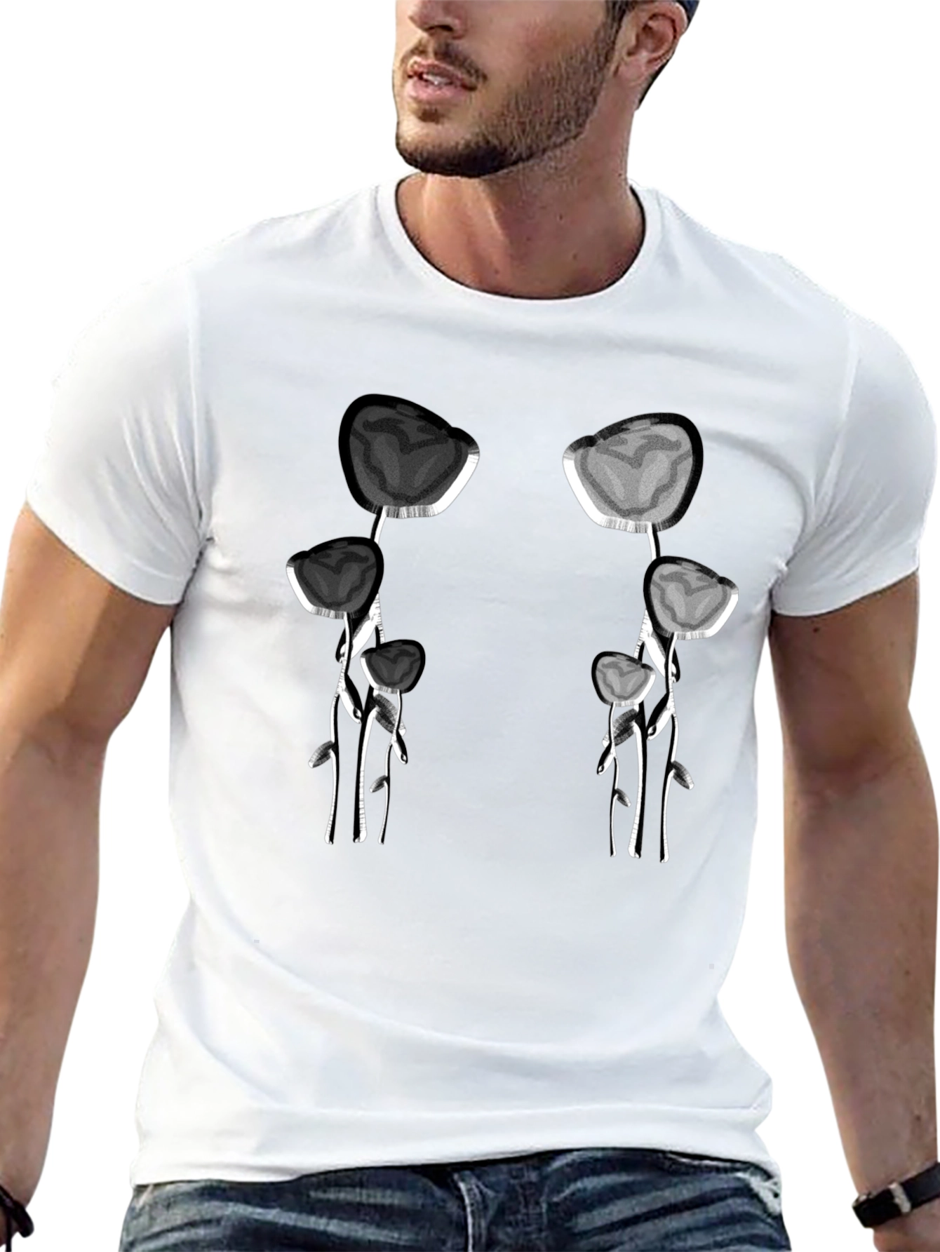 Unique Floral Skull T-Shirt
