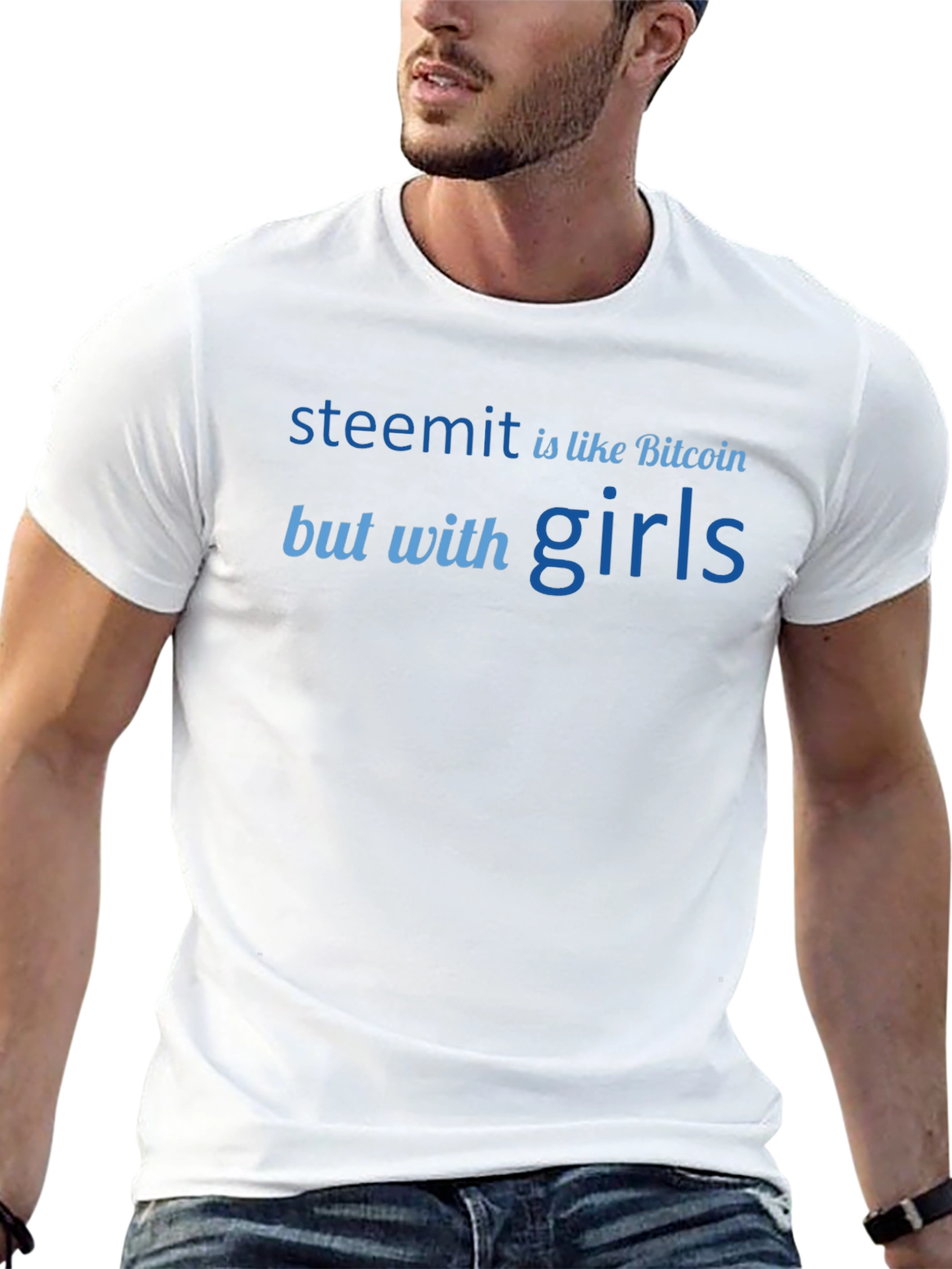 Steemit Bitcoin But With Girls Black Graphic Tee