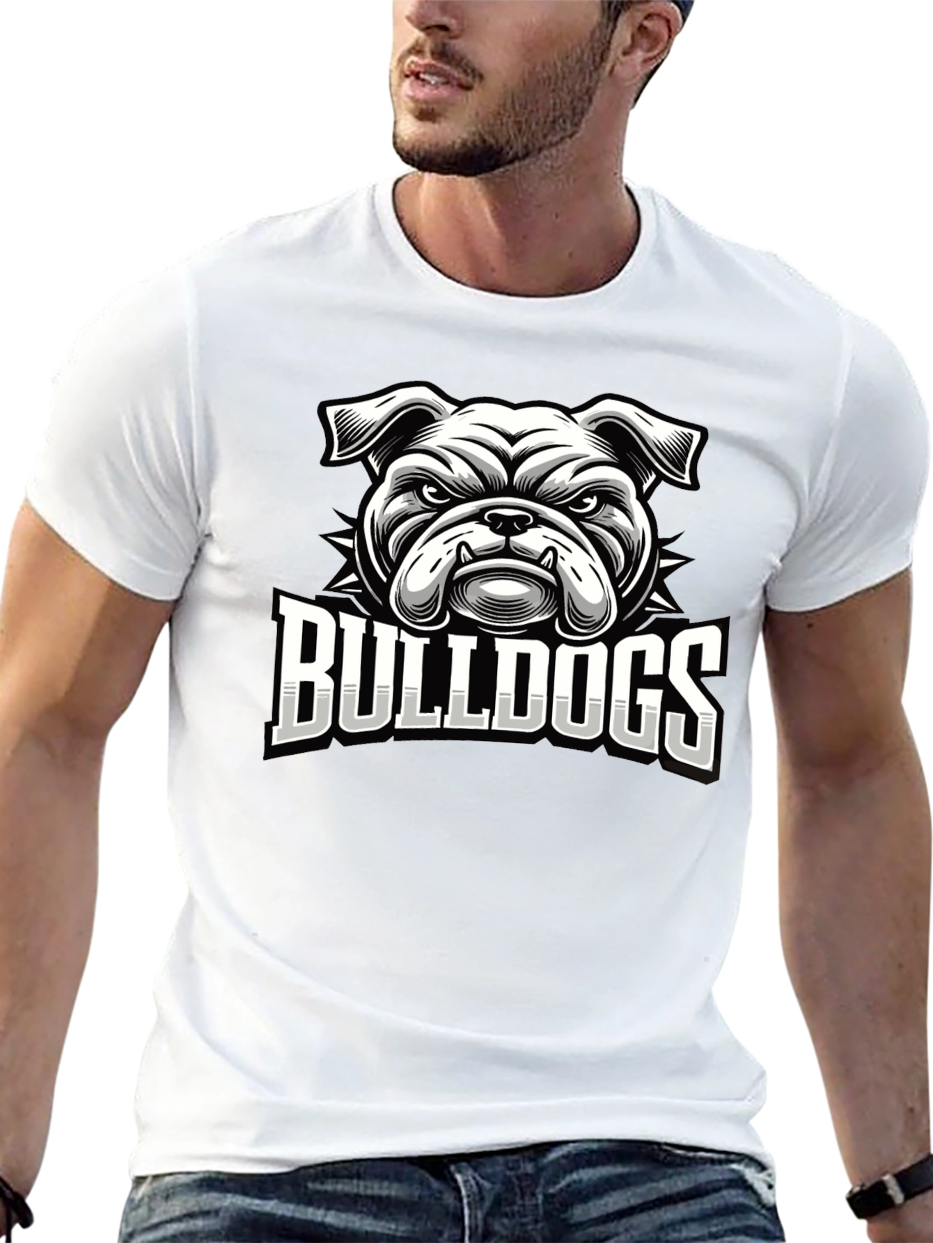 Bulldogs Graphic Print T-Shirt - Black