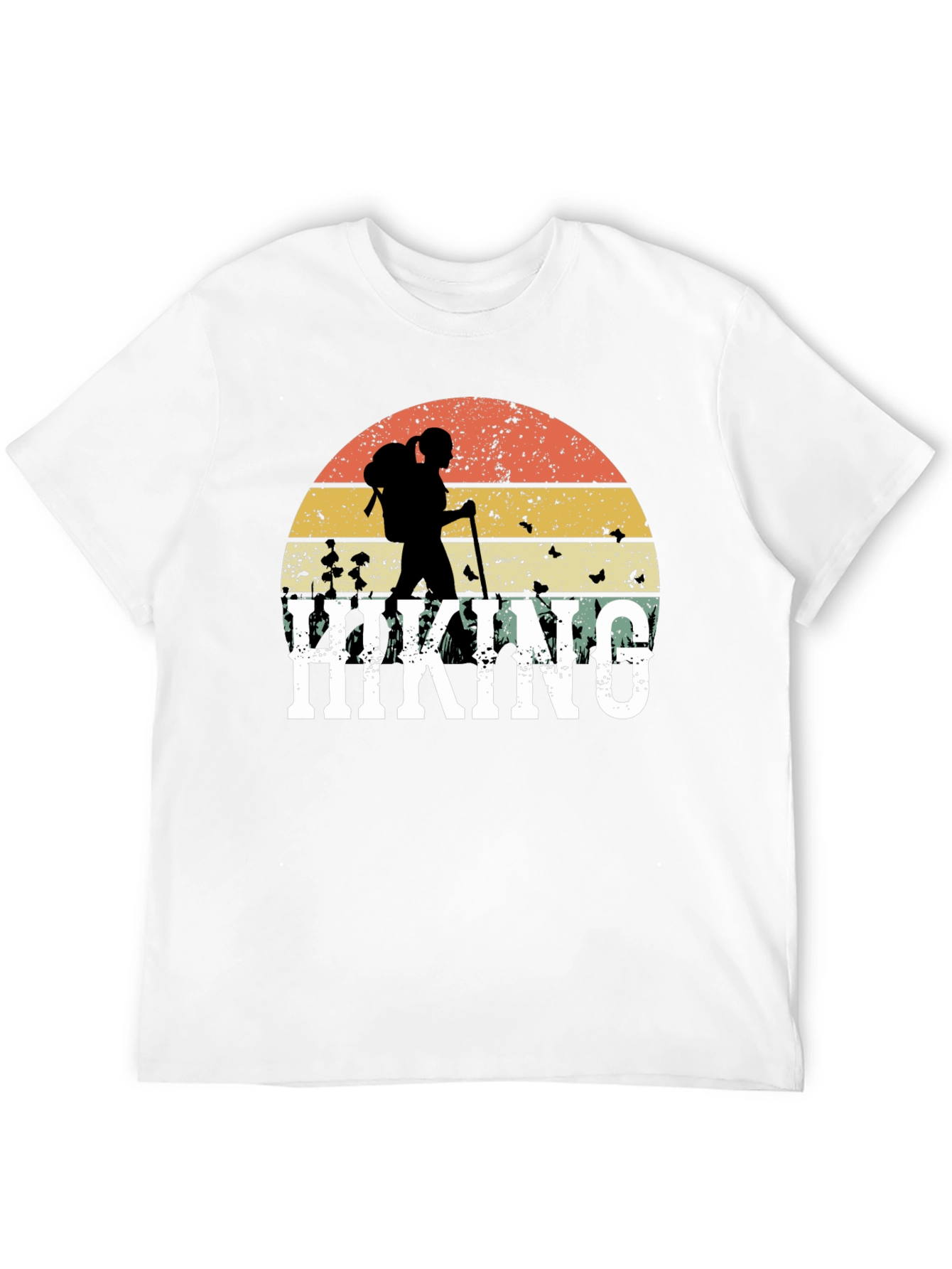 Hiking Graphic T-Shirt - Retro Sunset Design