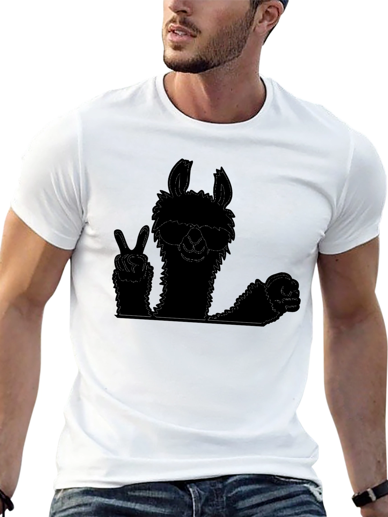 Cool Llama Graphic Tee - Peace Out Style