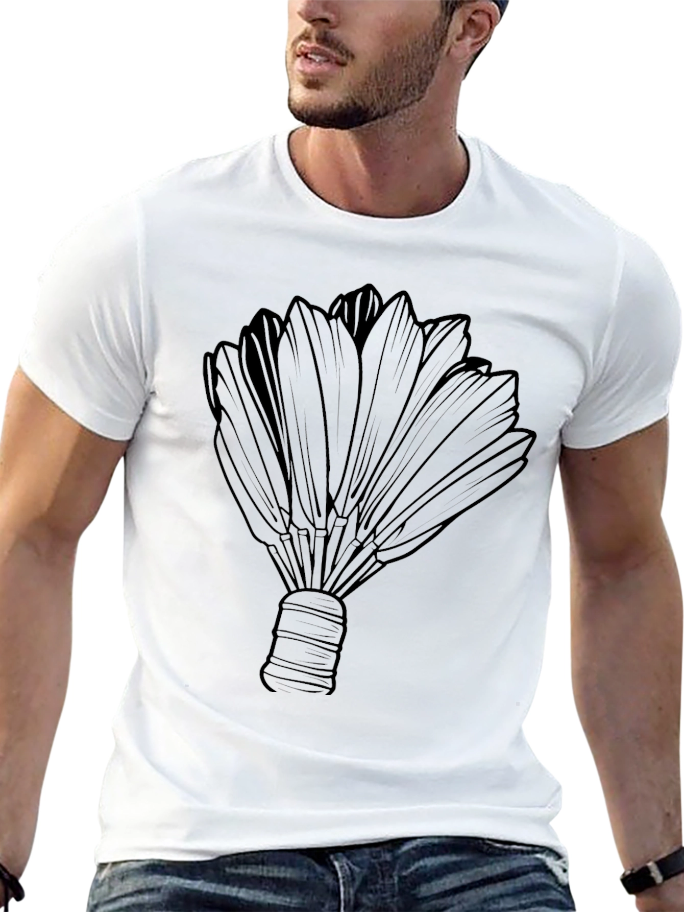 Black Badminton Shuttlecock Graphic Tee