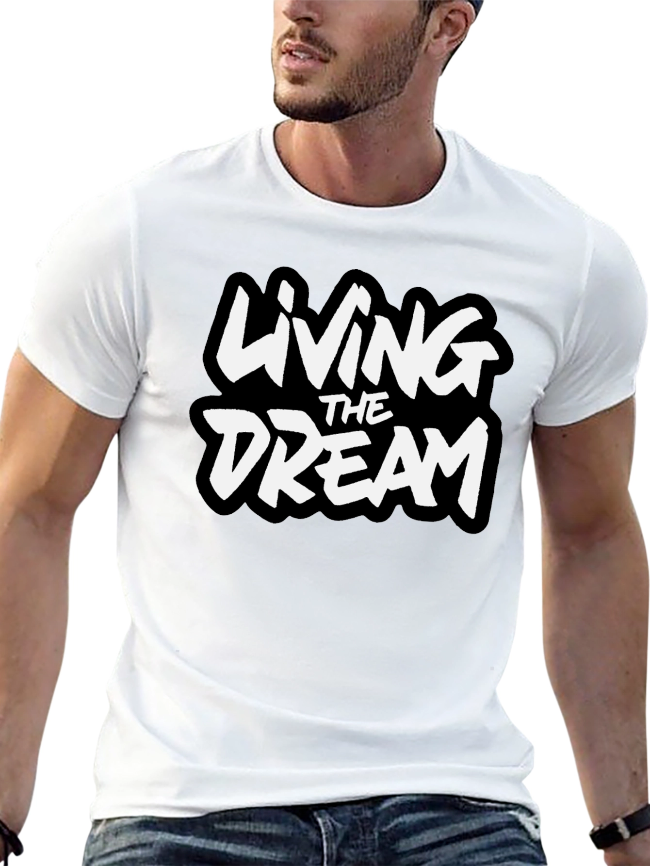 Living The Dream Graphic Tee - Black Cotton Blend