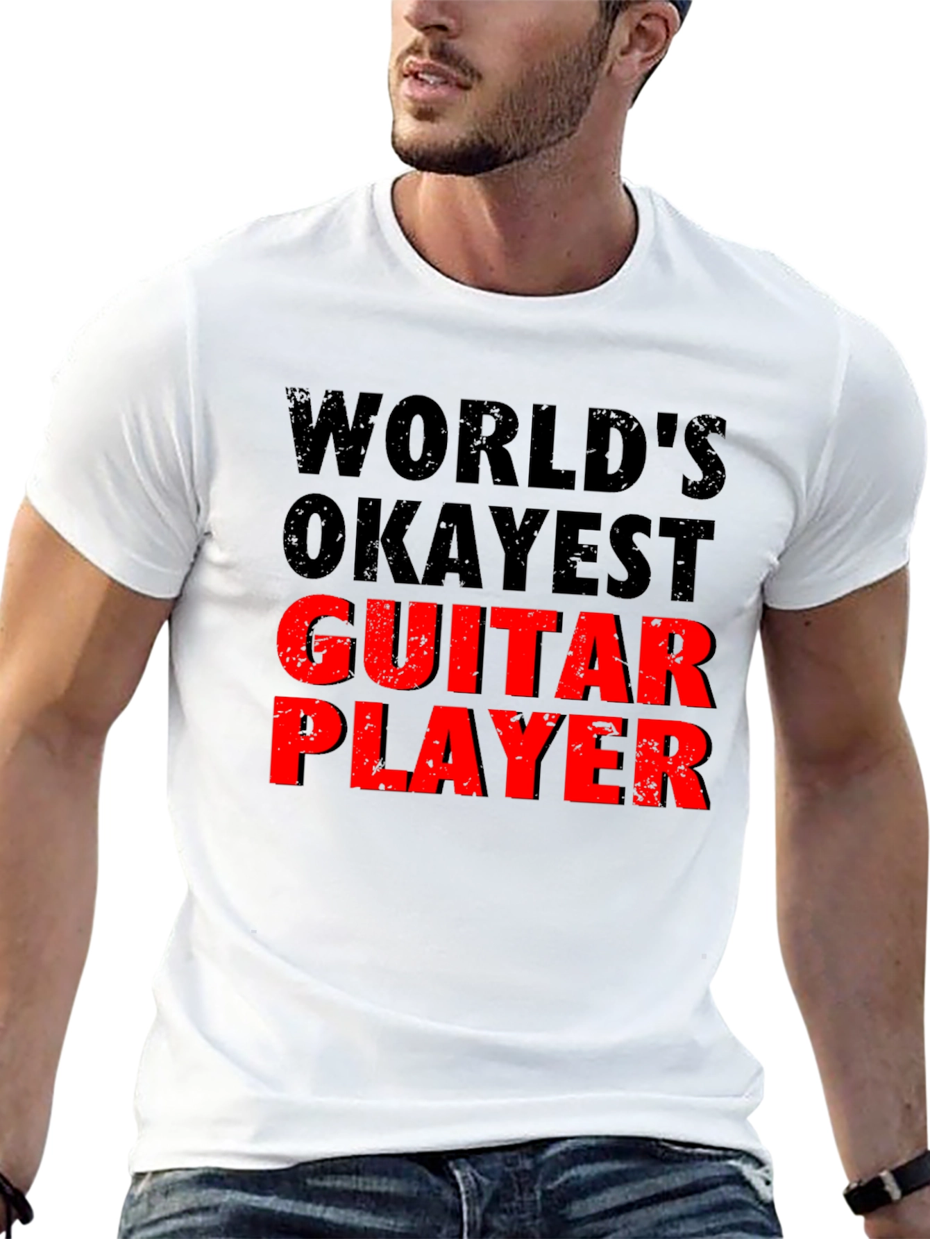 Worlds Okayest Guitar Player - Novelty Graphic T-Shirt