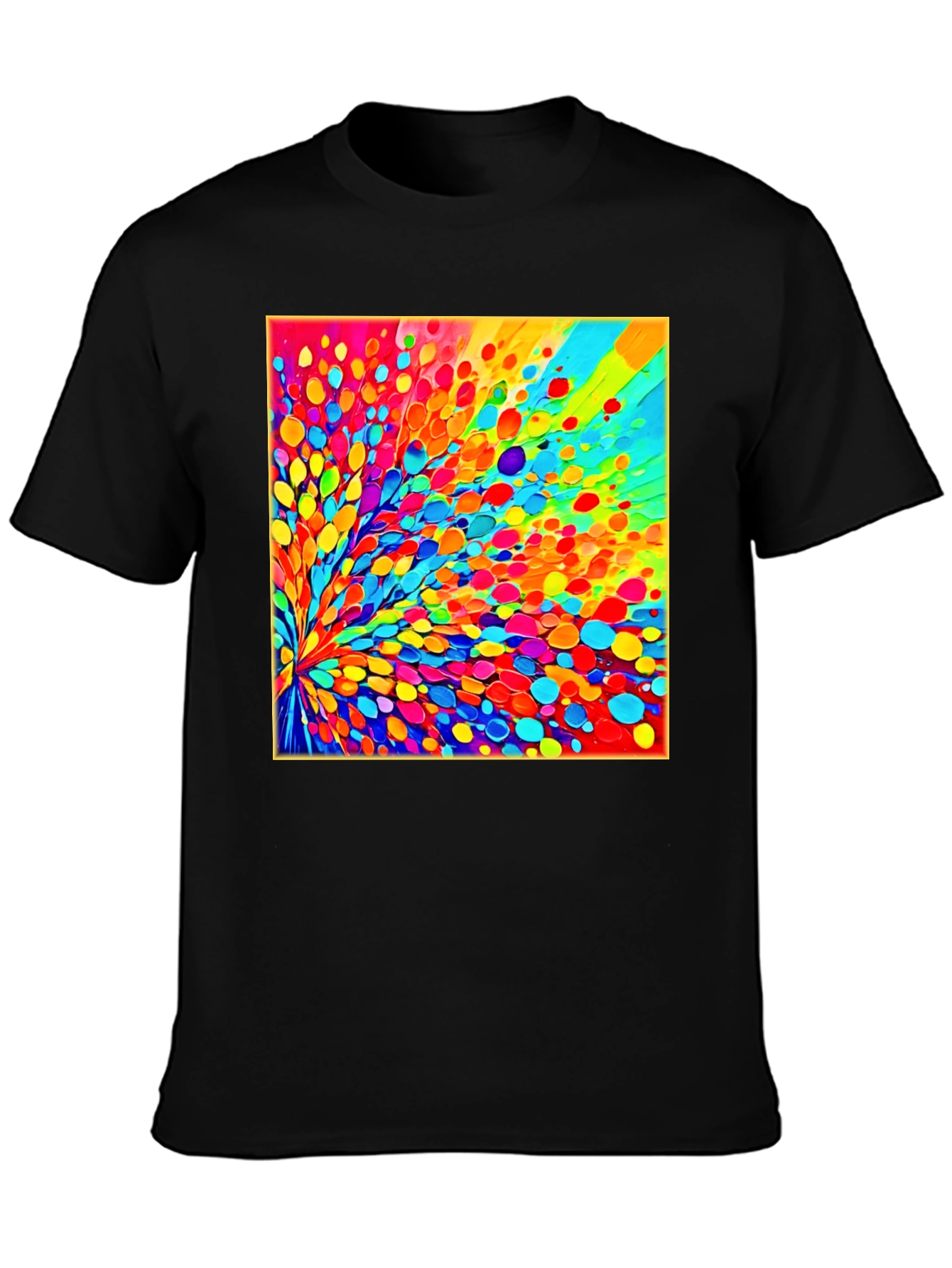 Vibrant Abstract Art Black T-Shirt