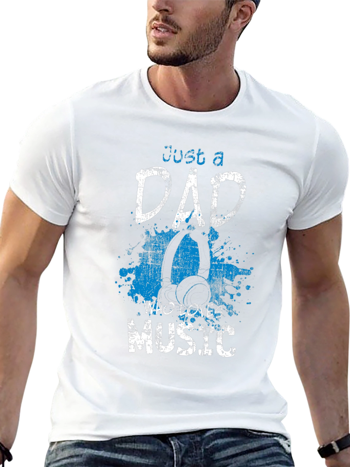 Just a Dad Who Loves Music Graphic Tee