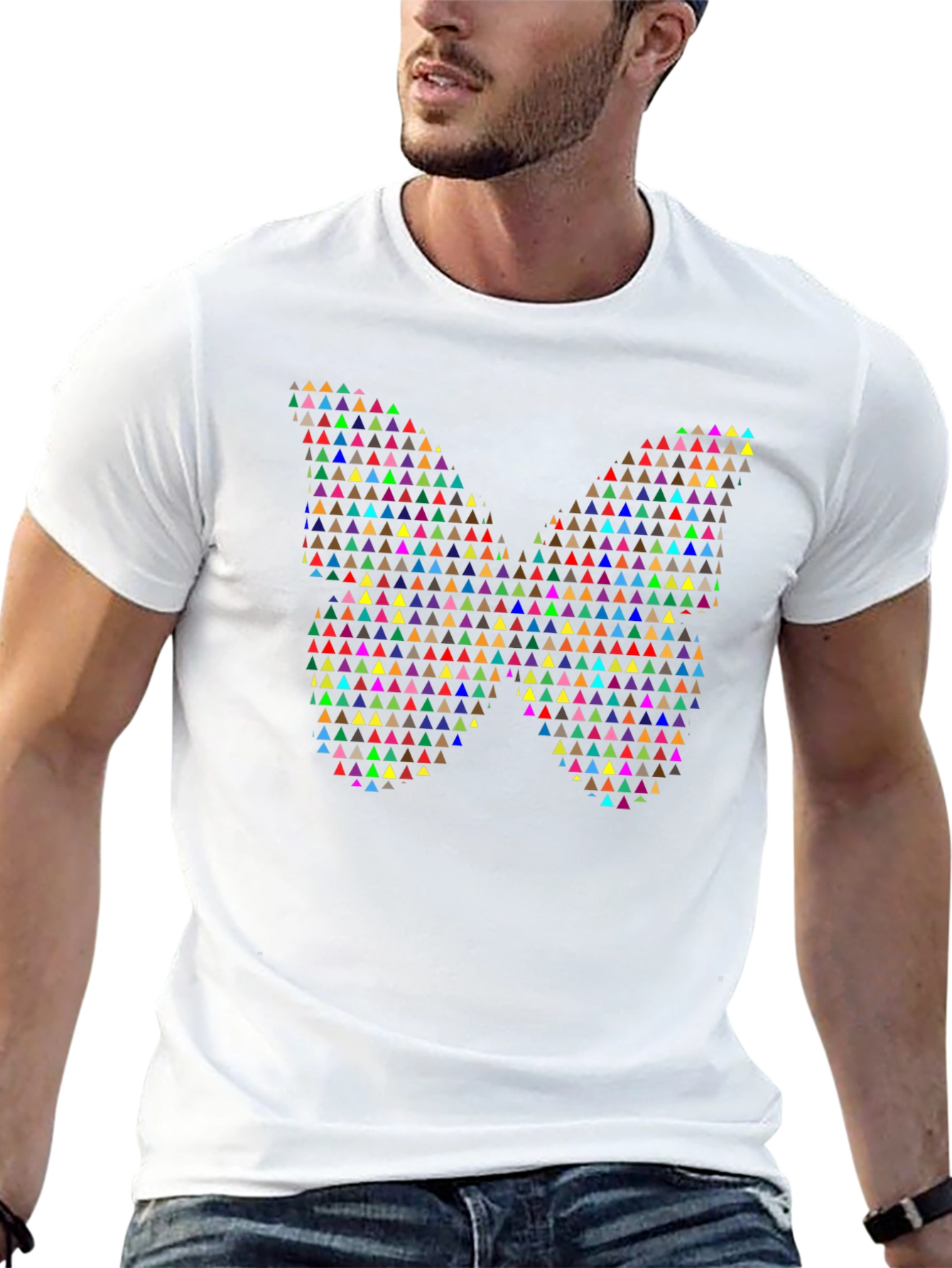 Abstract Butterfly Triangle T-Shirt - Black