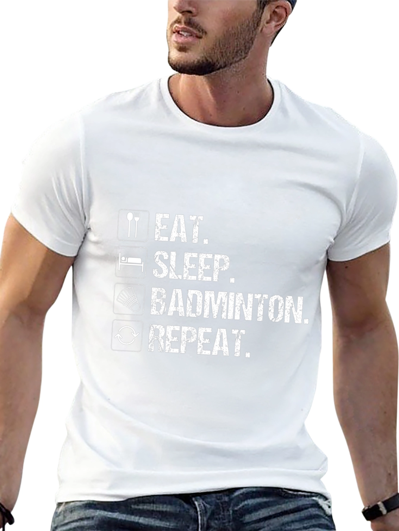 Eat Sleep Badminton Repeat Black T-Shirt