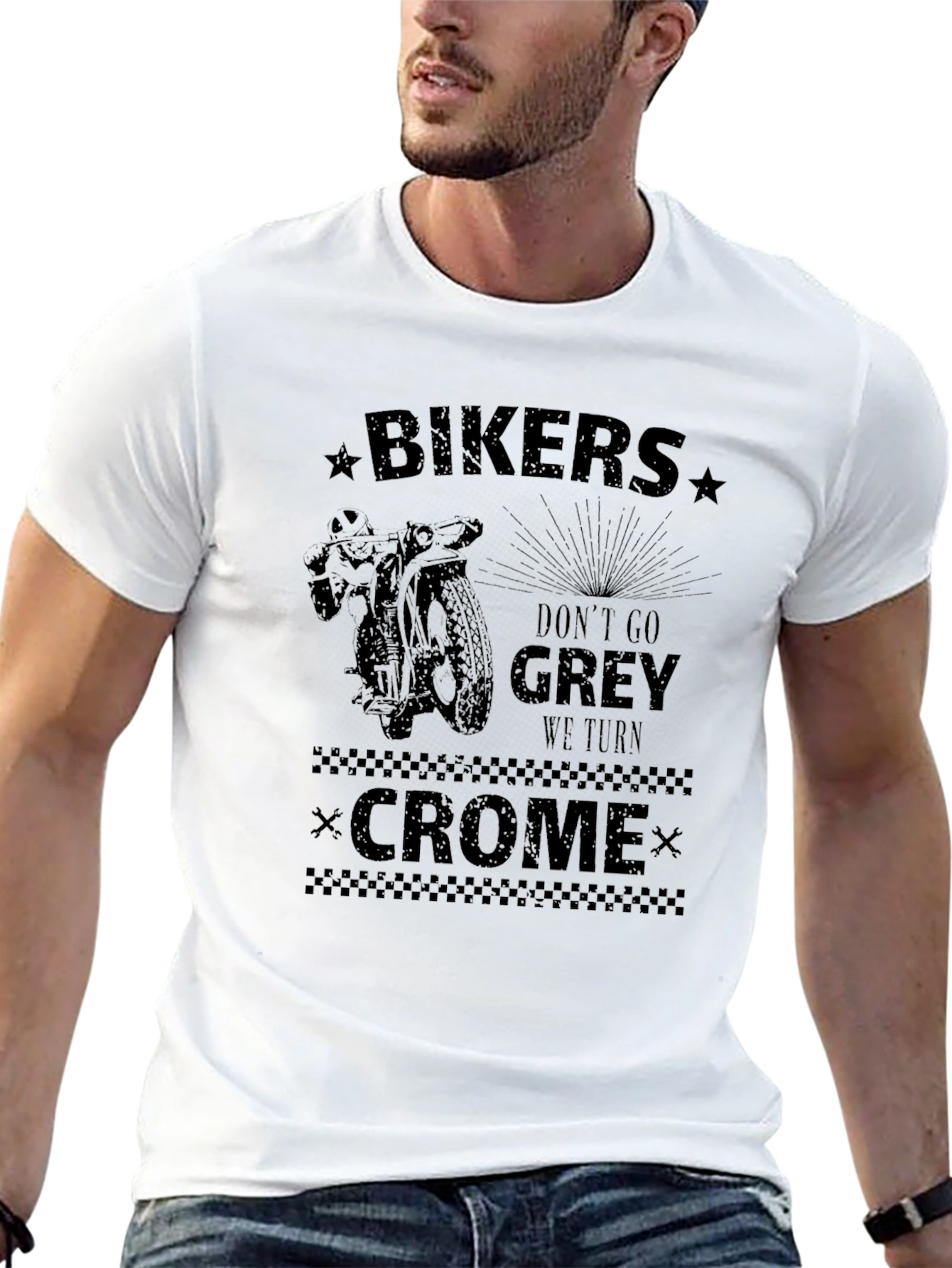 Bikers Dont Go Grey Black Graphic Tee