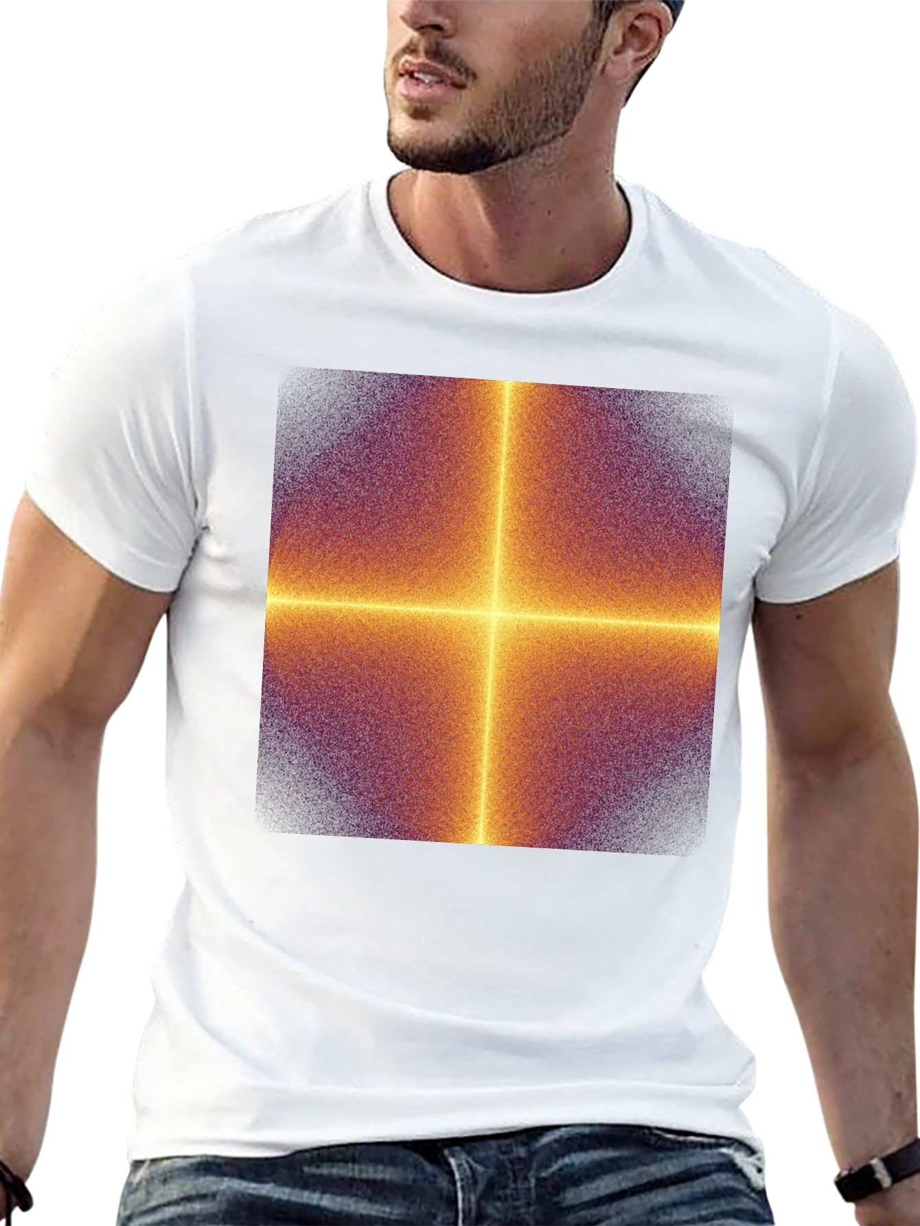 Geometric Cross Graphic Tee - Modern Art Shirt