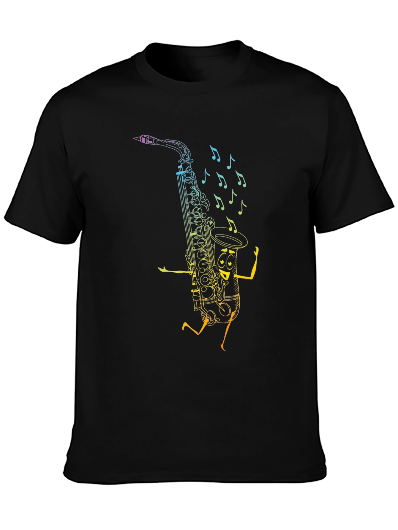 Funky Saxophone Music Lover Black T-Shirt
