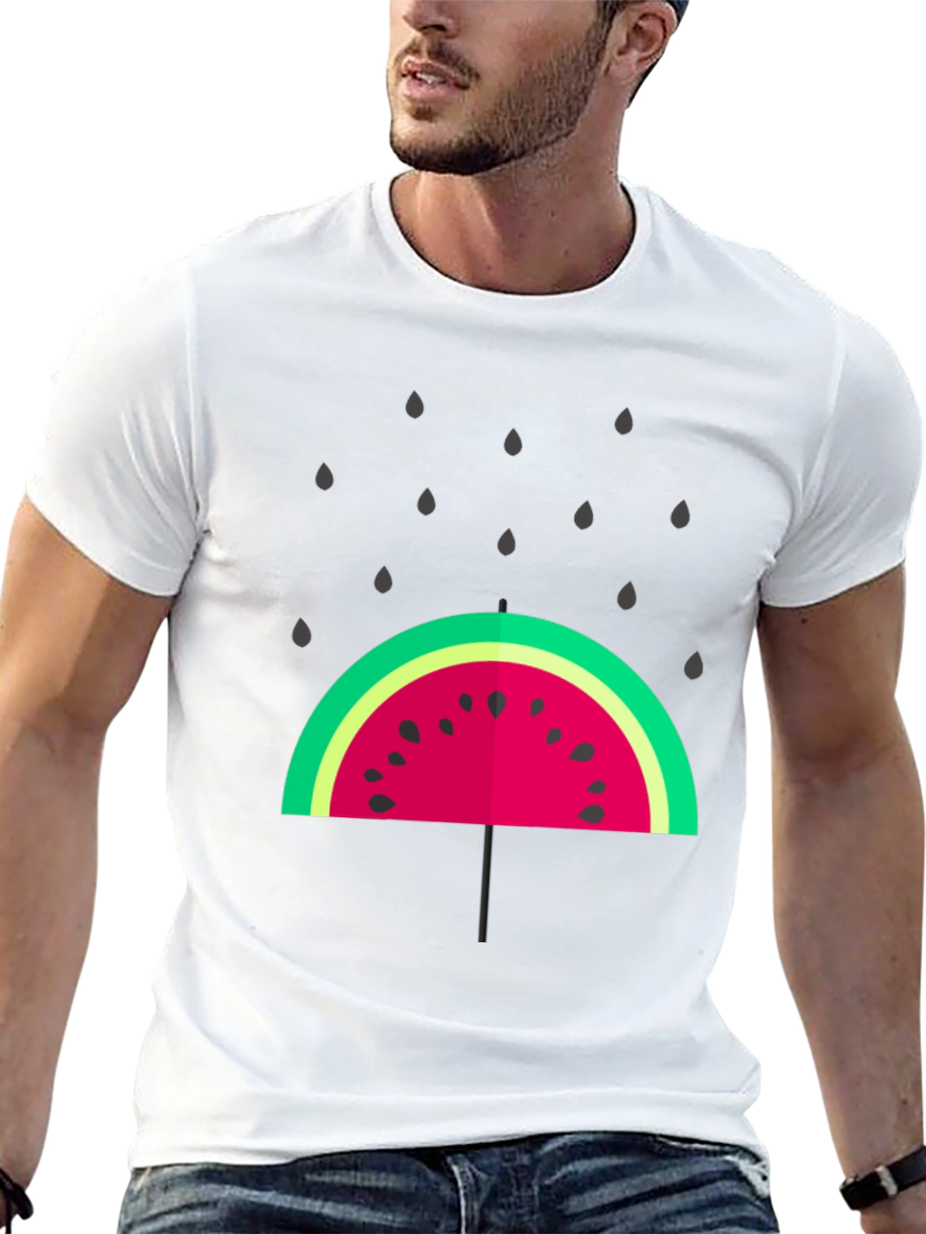 Watermelon Umbrella Graphic Tee - Stylish Summer Shirt