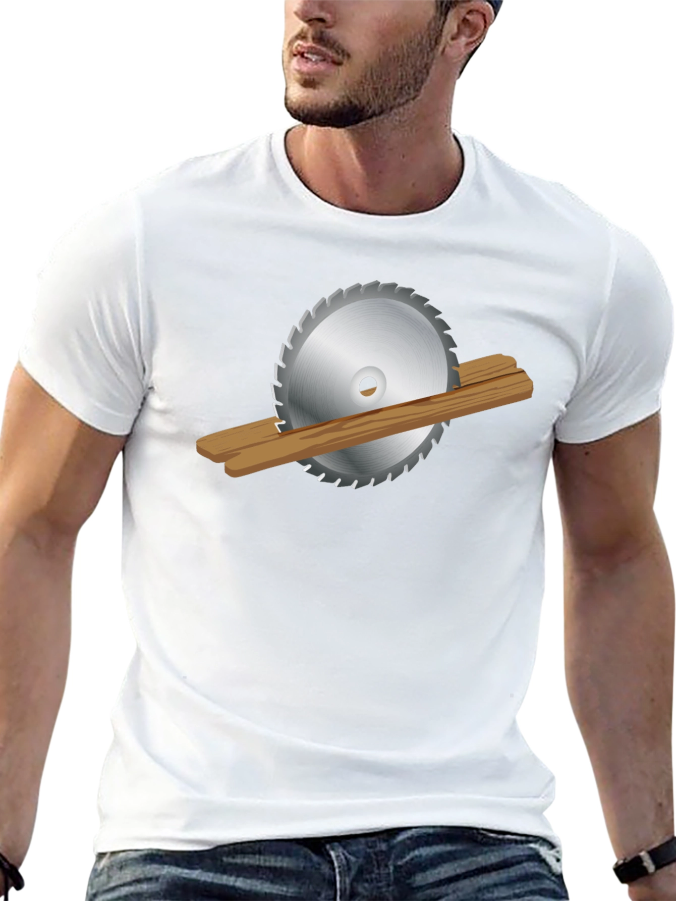 Saw Blade Cutting Wood Graphic T-Shirt
